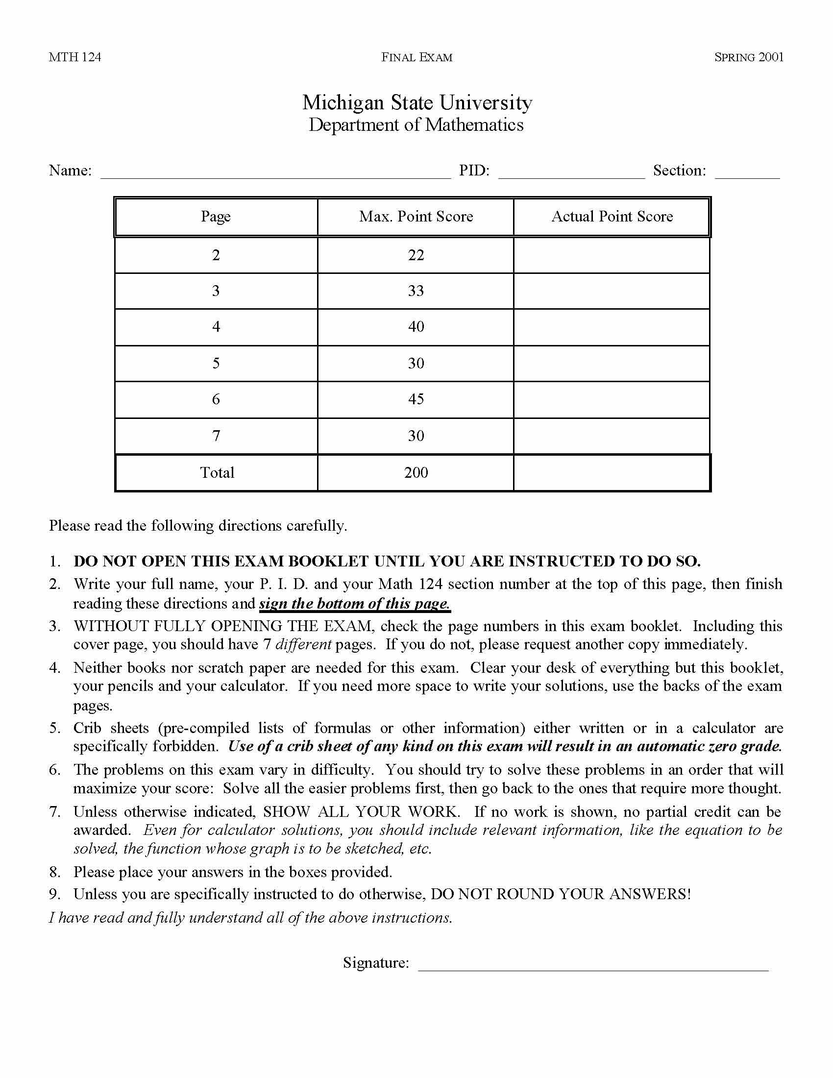 Survey of Calculus I
