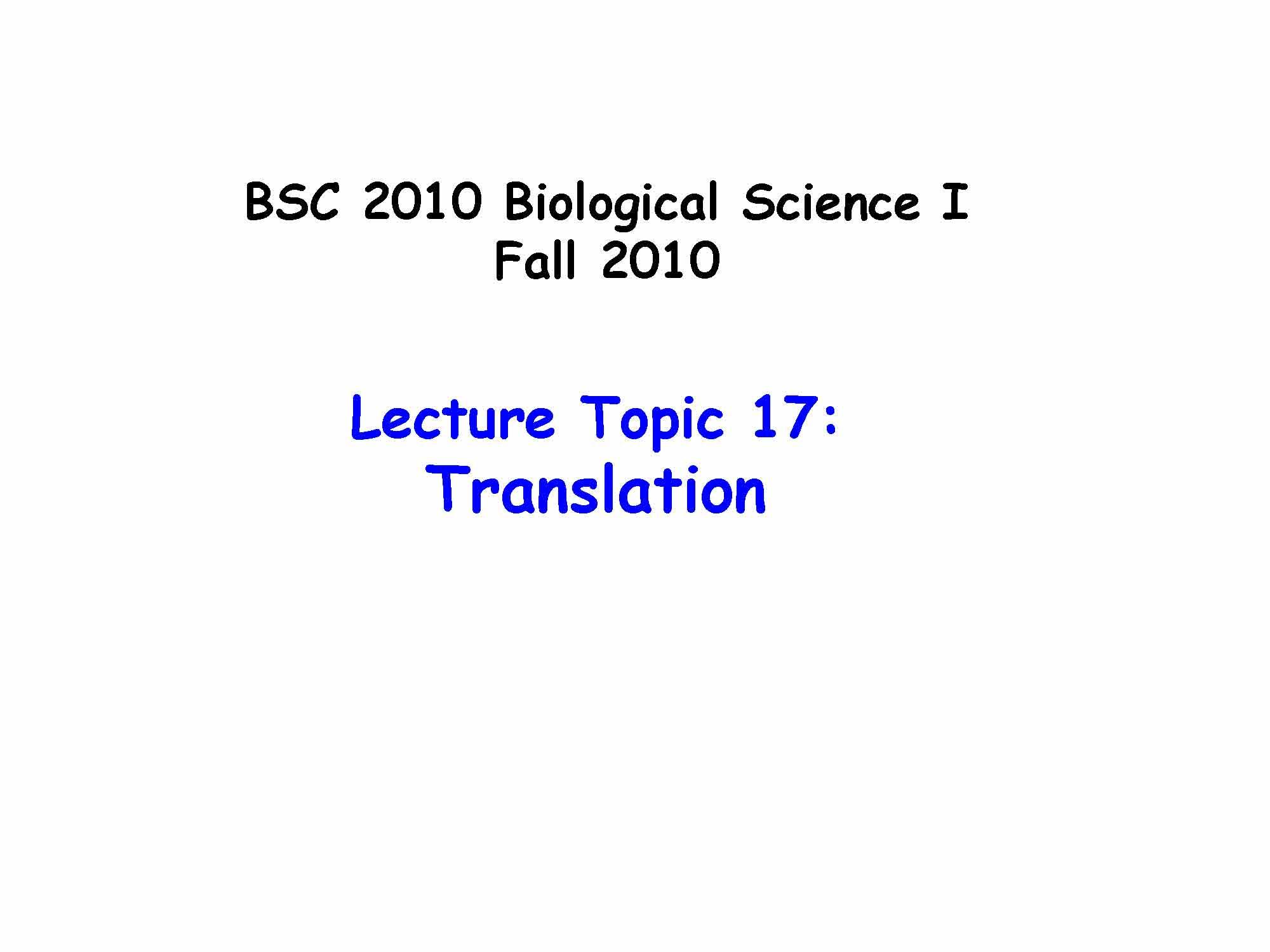 BIOLOGICAL SCIENCE I