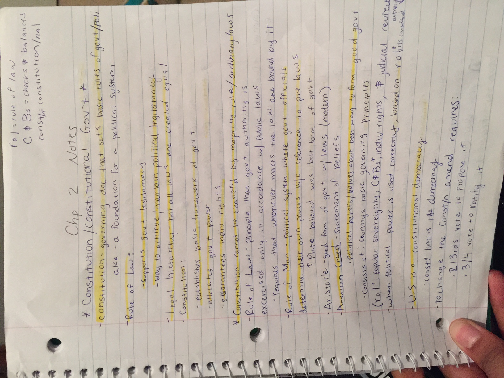 Chapter 2: The Constitutional Government; POL 1101