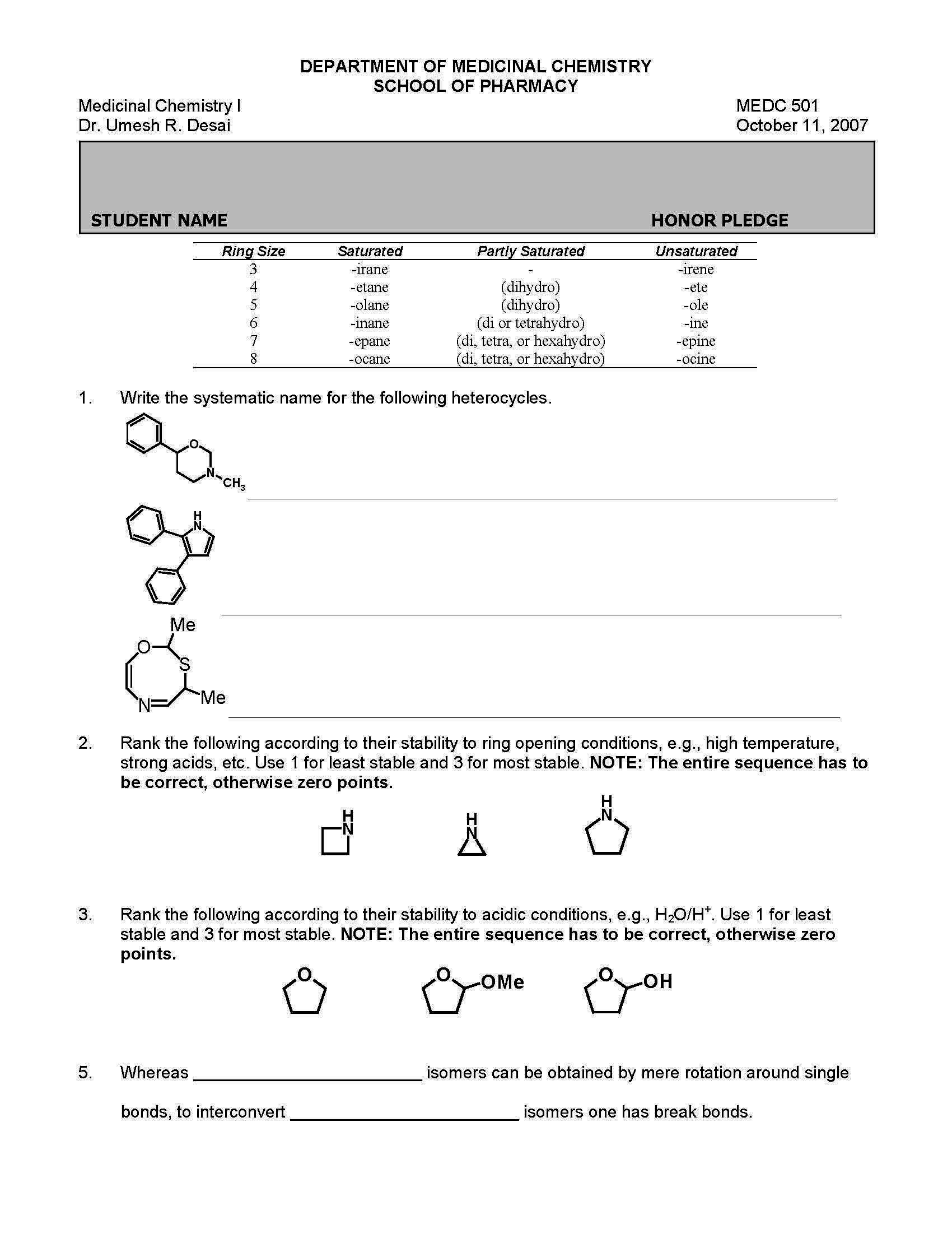 MEDICINAL CHEMISTRY I