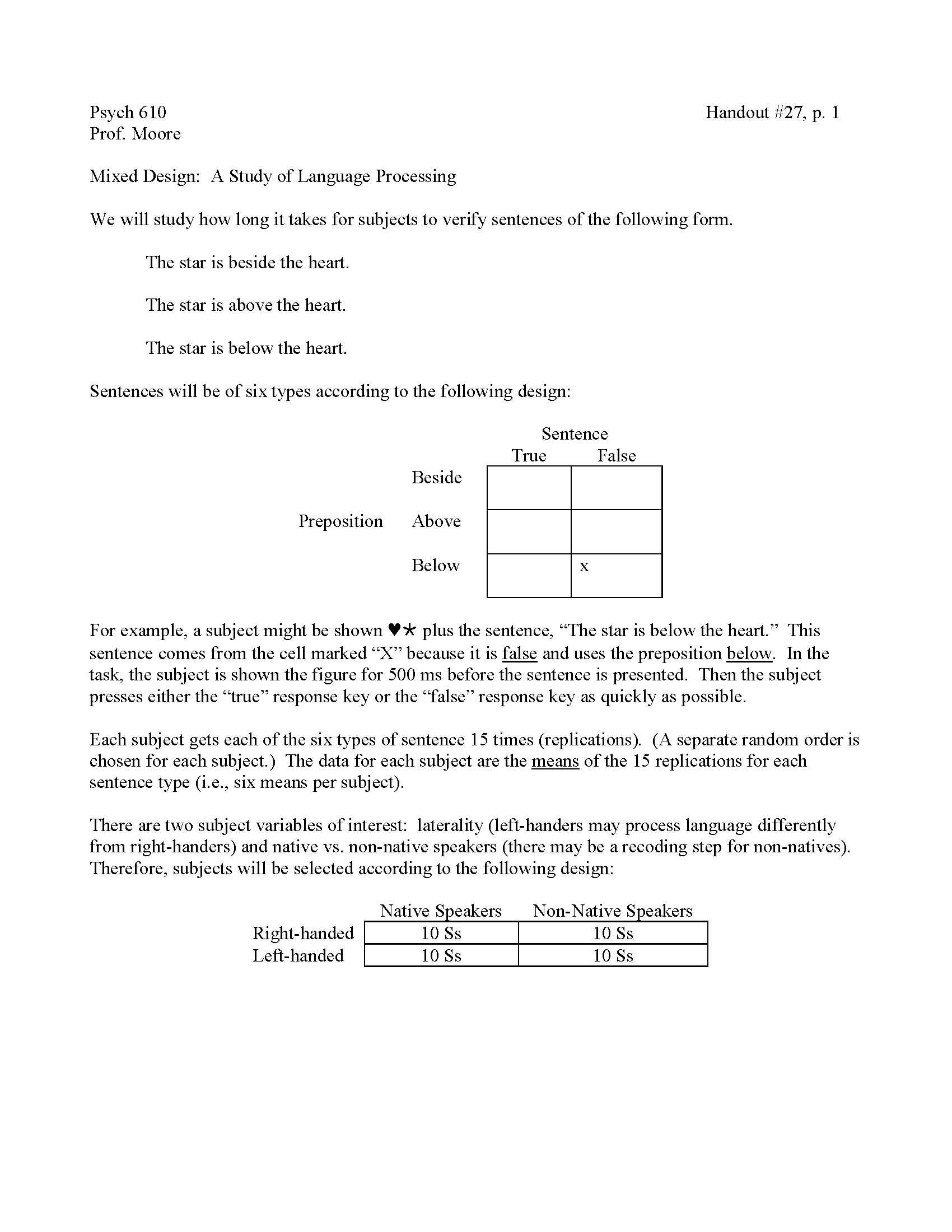 Statistical Analysis of Psychological Experiments
