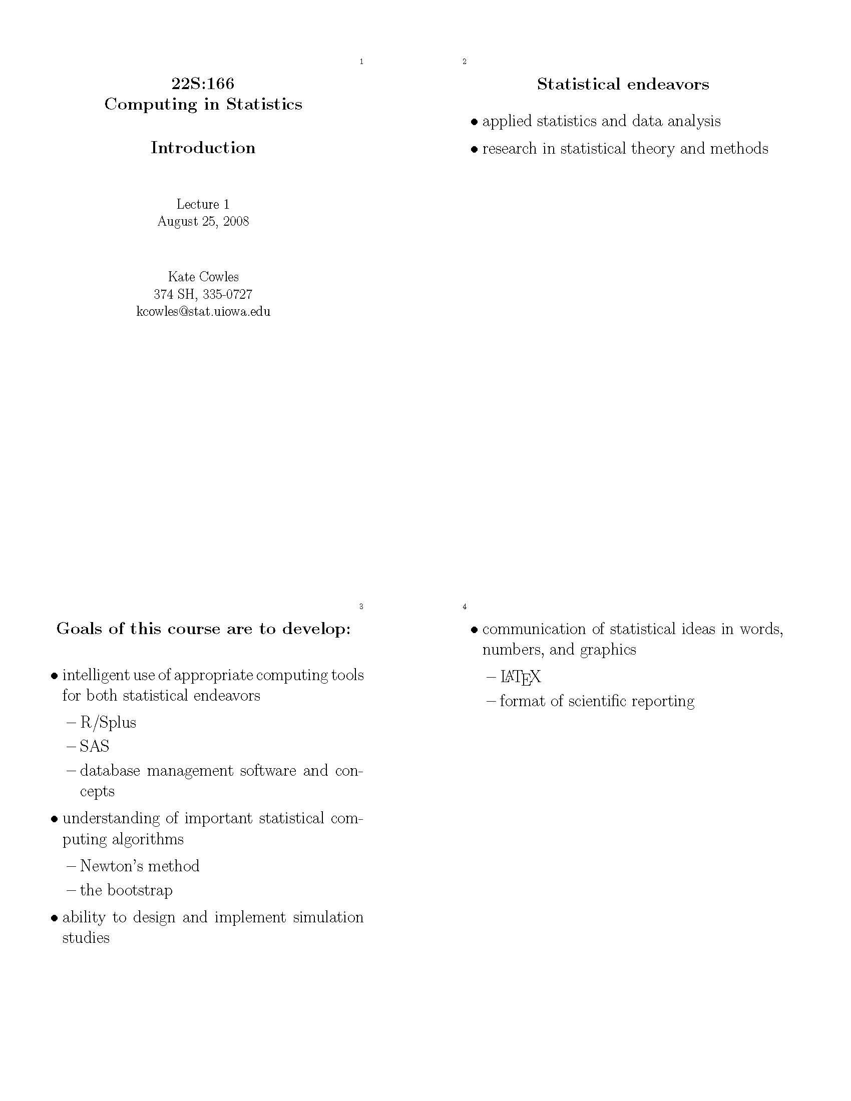 Computing in Statistics