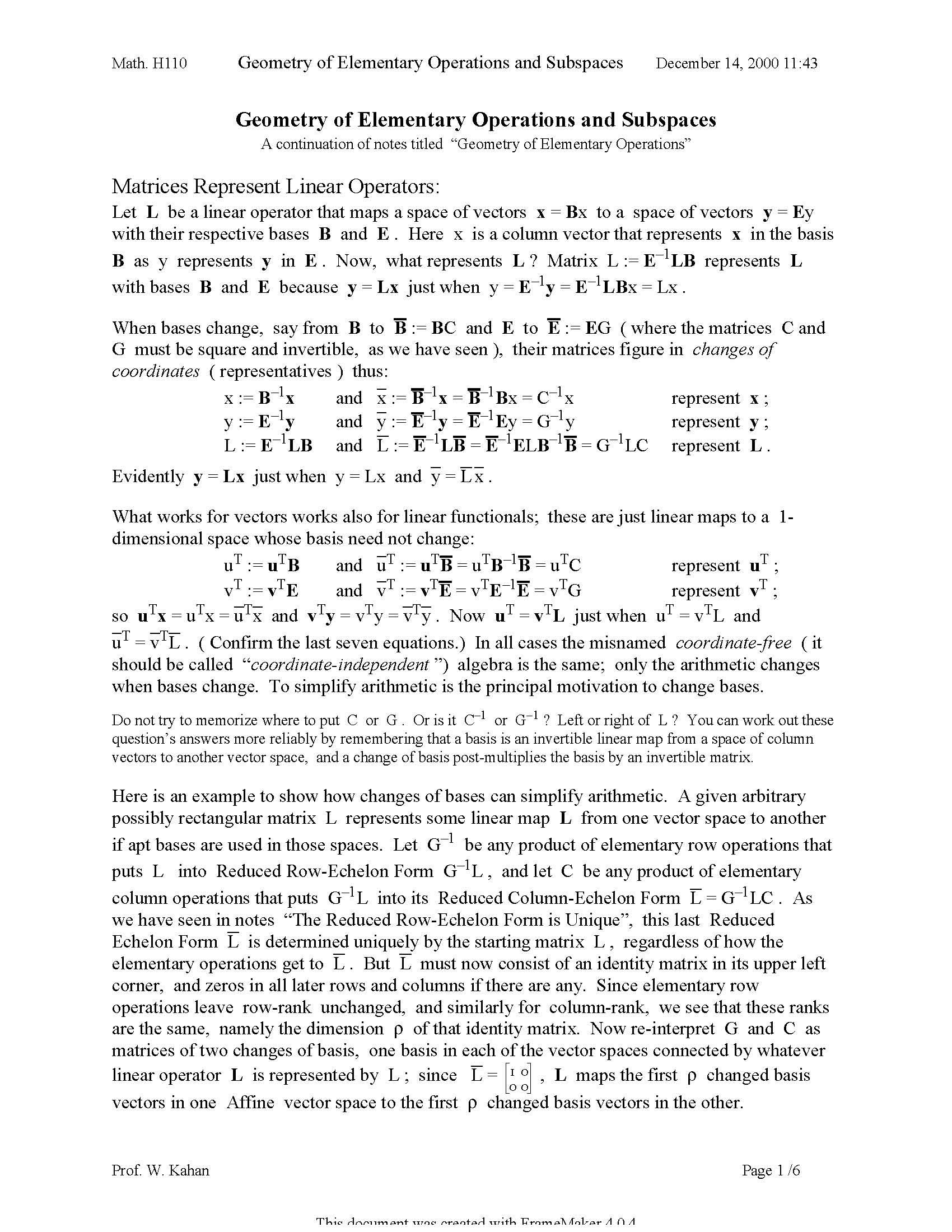 Honors Linear Algebra