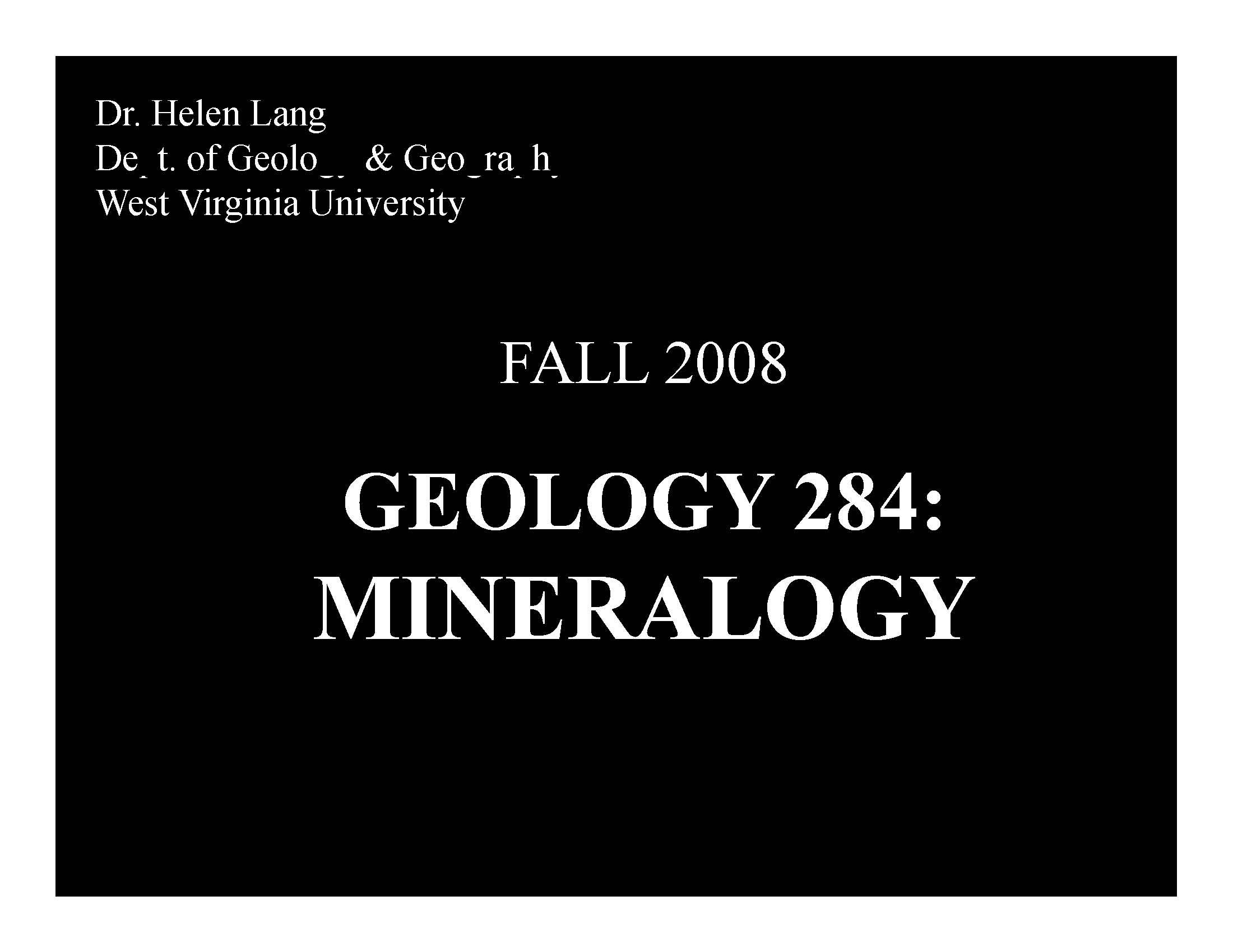 Mineralogy