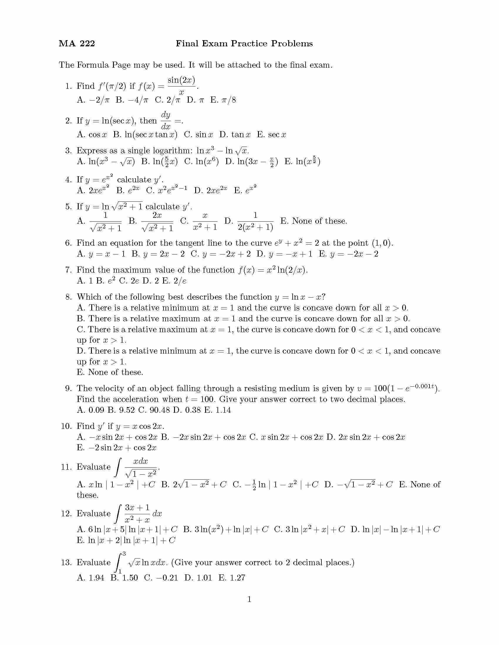 Calculus For Technology II