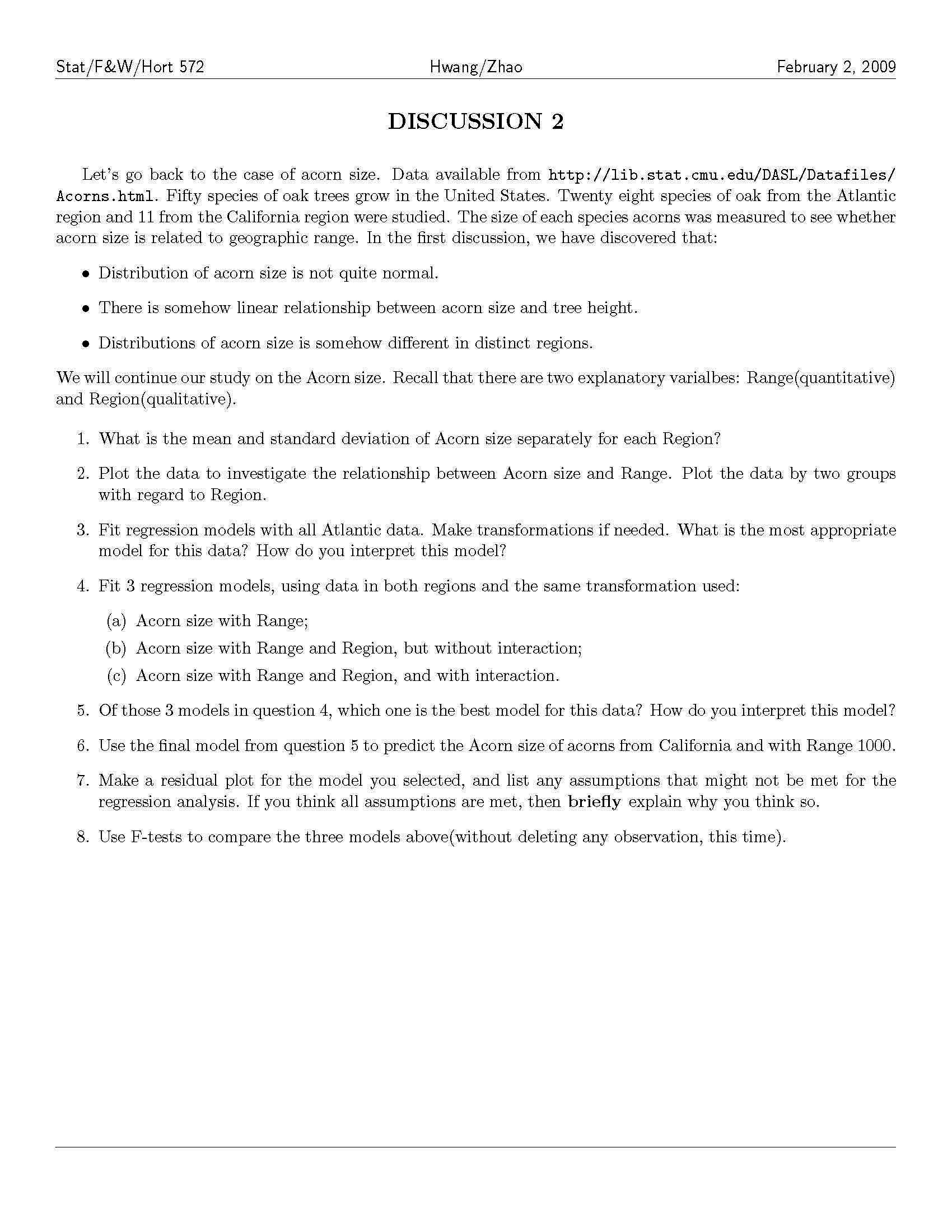 Statistical Methods for Bioscience II