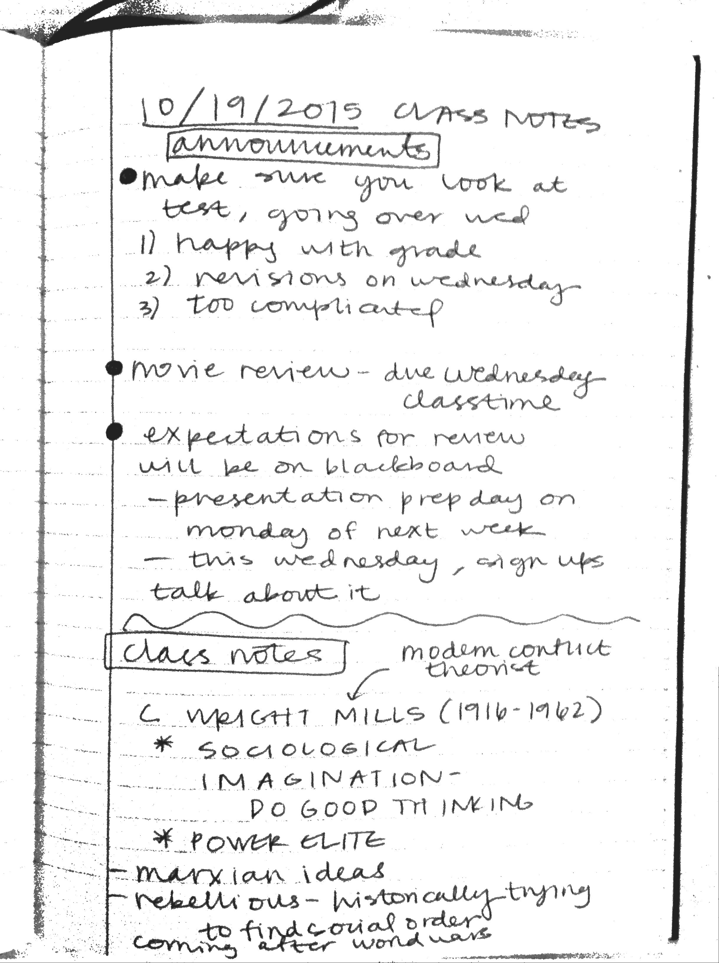 Week Notes October 19th-October 23