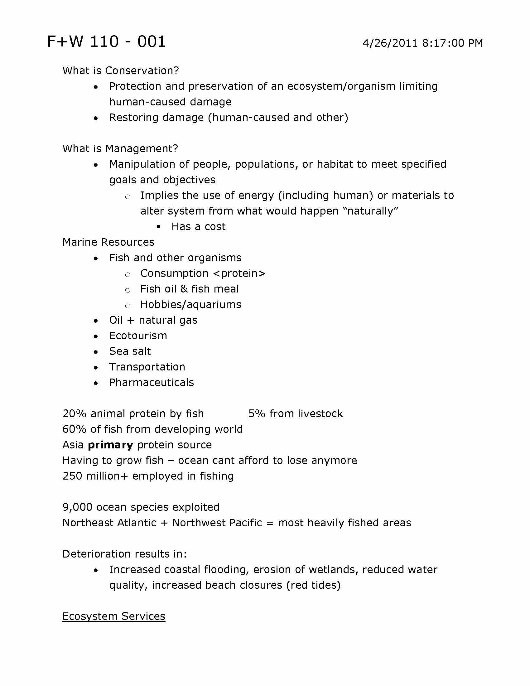 Conserv & Mangt of Marine Res