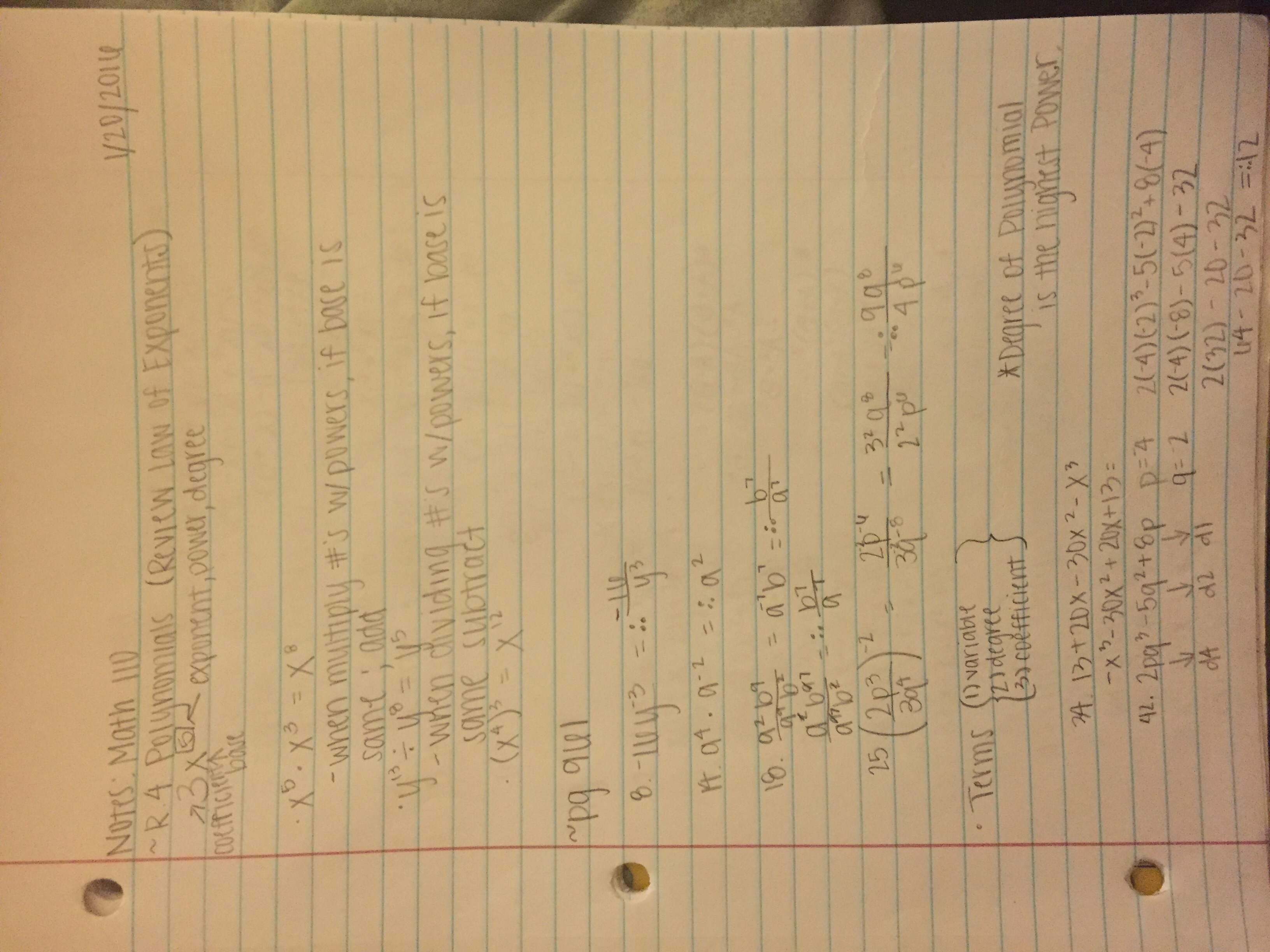Math 110, Week 2 Notes