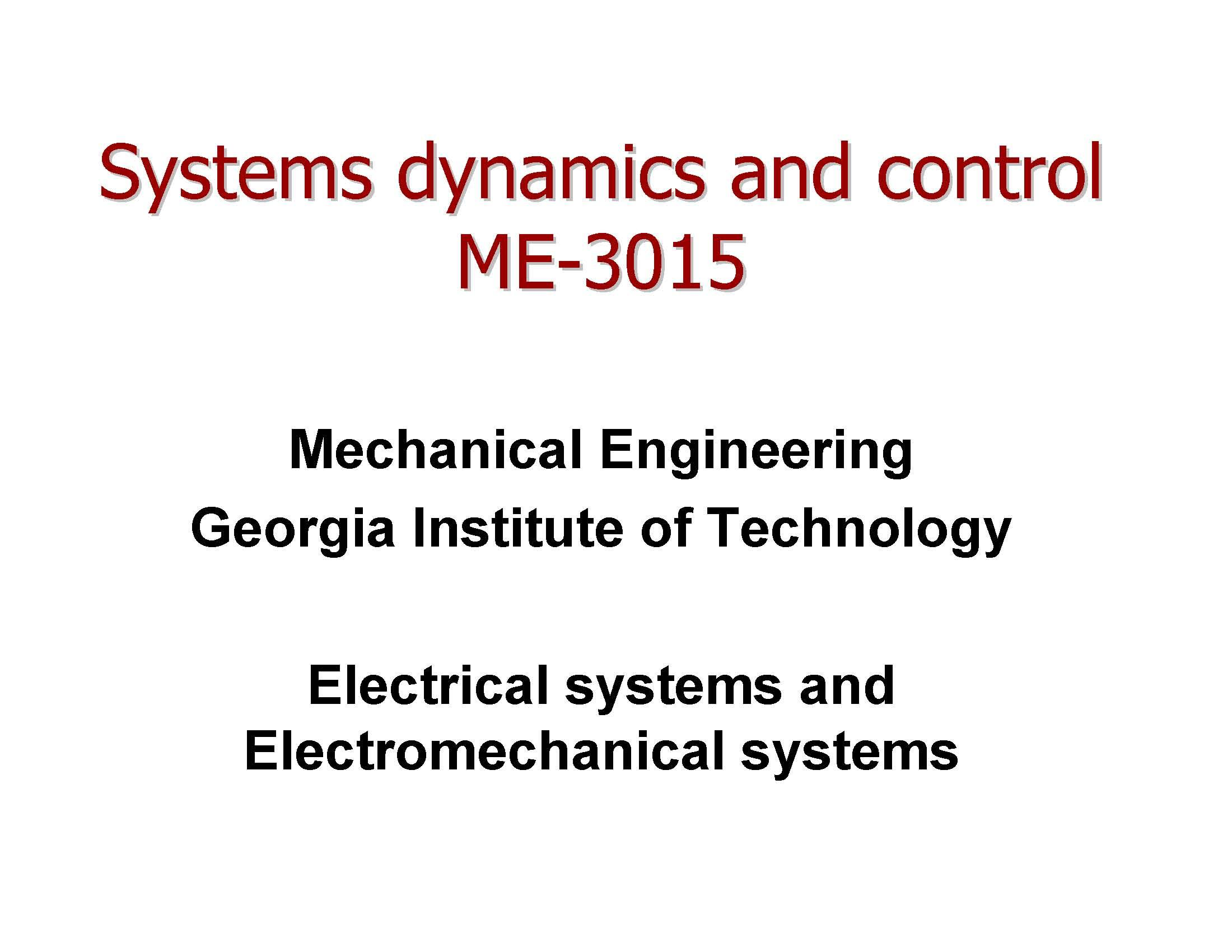 Sys Dynamics & Control