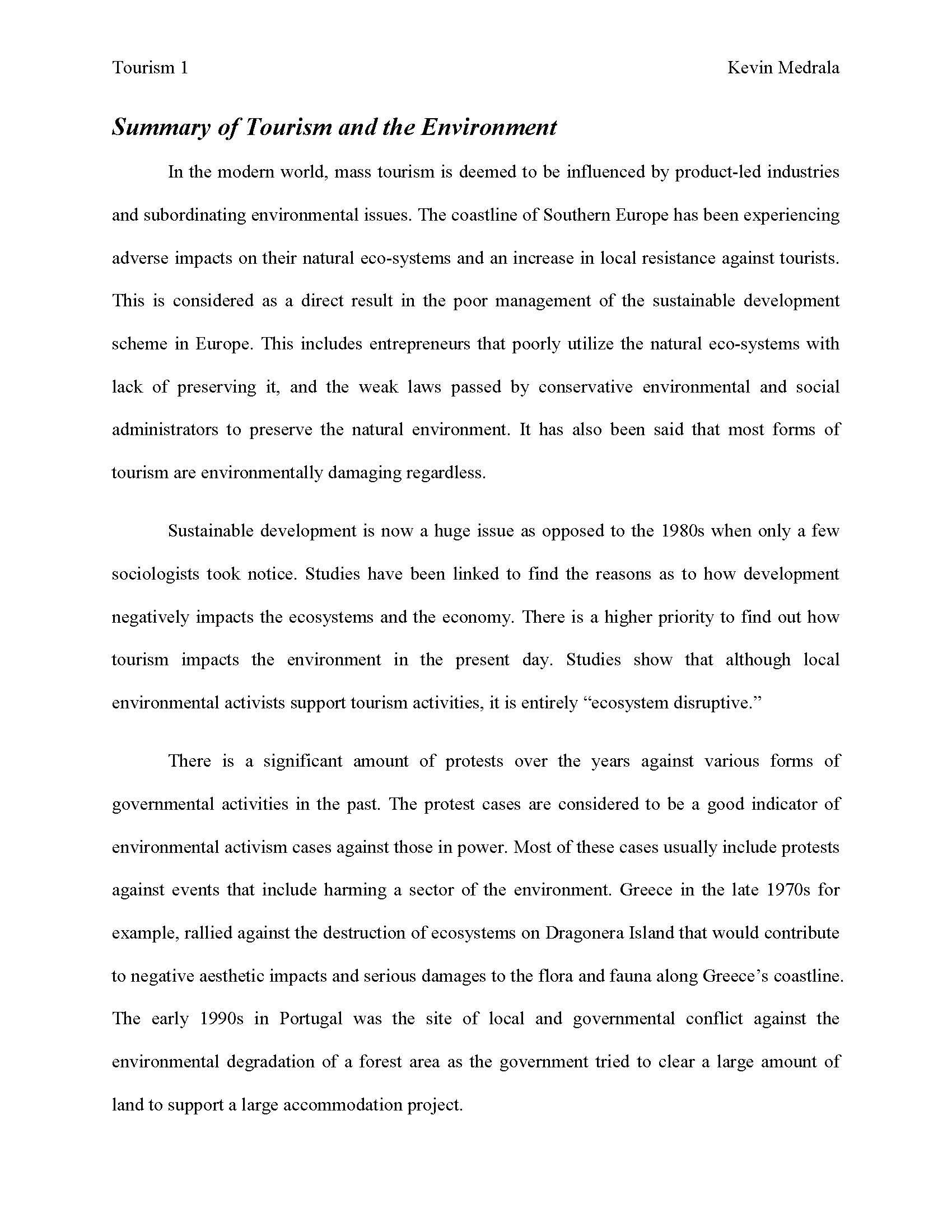 Introduction To Tourism