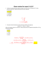 Chemistry 101 Review for Exam 3