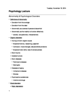 Abnormality and Psychological Disorders Lecture