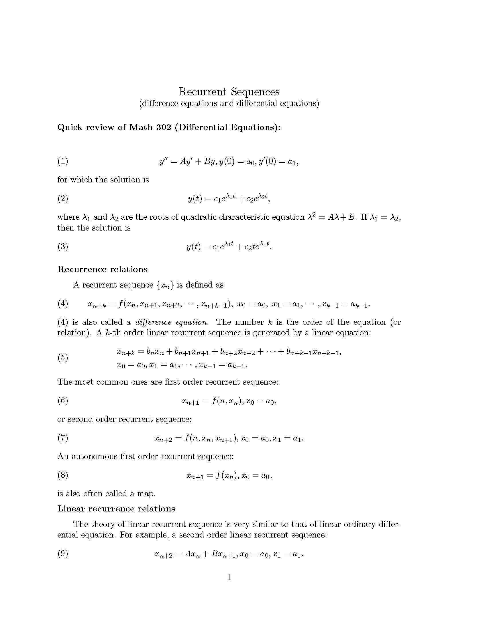 Ordinary Differential Equation