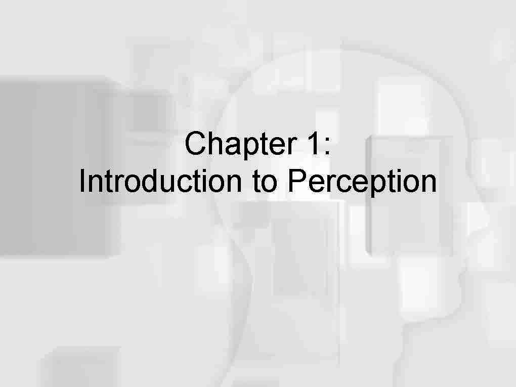 Psychology of Sensation and Perception
