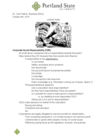 10/6--10/8 Lecture Notes on CSR and stakeholder theory