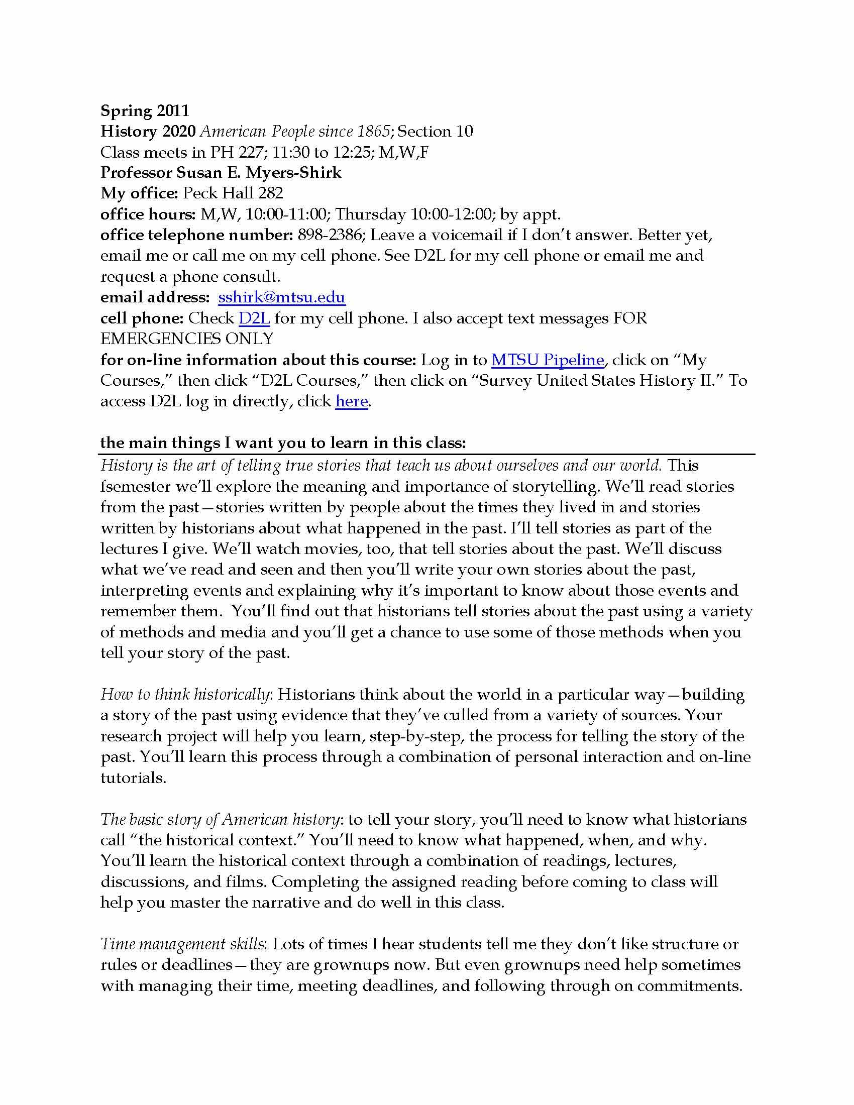 Survey of United States History II