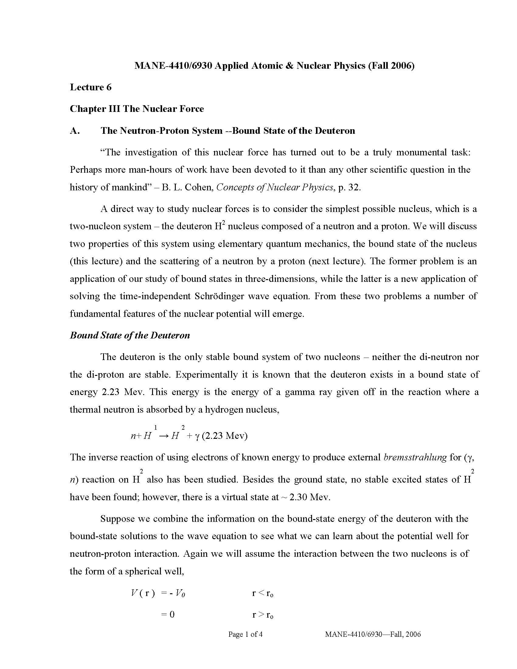 APPL ATOM & NUCL PHYS I