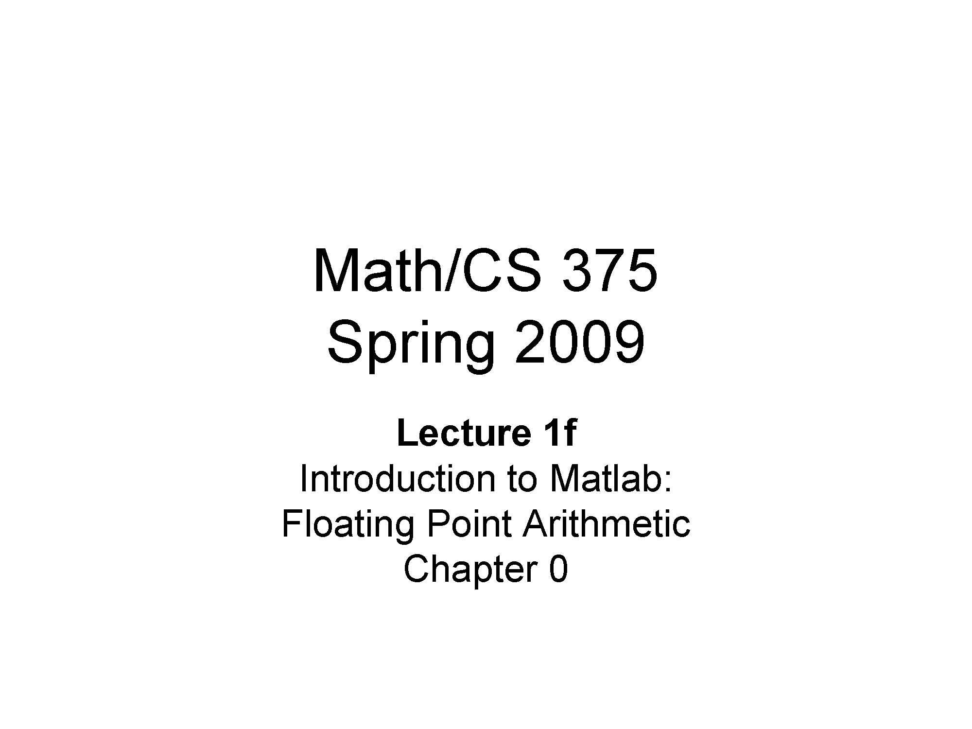 Introduction to Numerical Computing