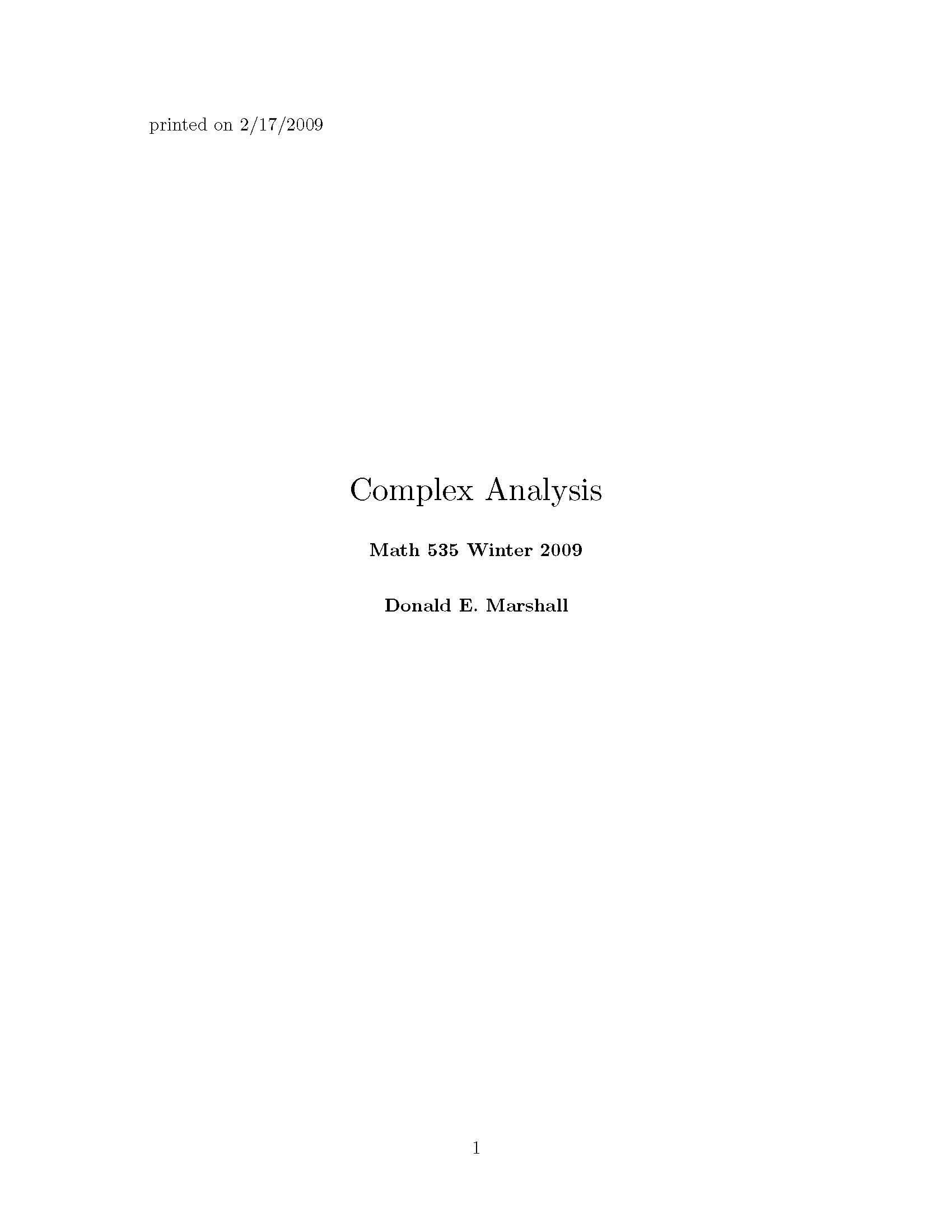 COMPLEX ANALYSIS