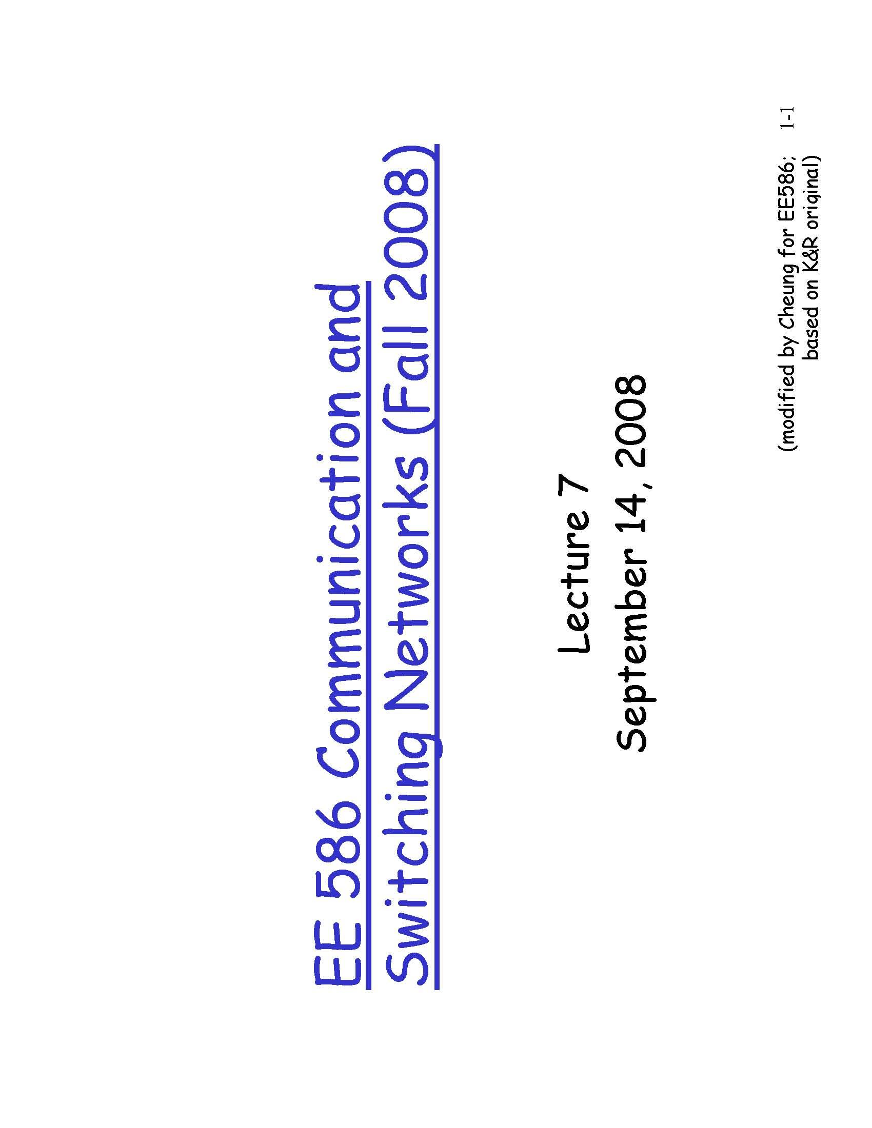 COMMUNICATION AND SWITCHING NETWORKS