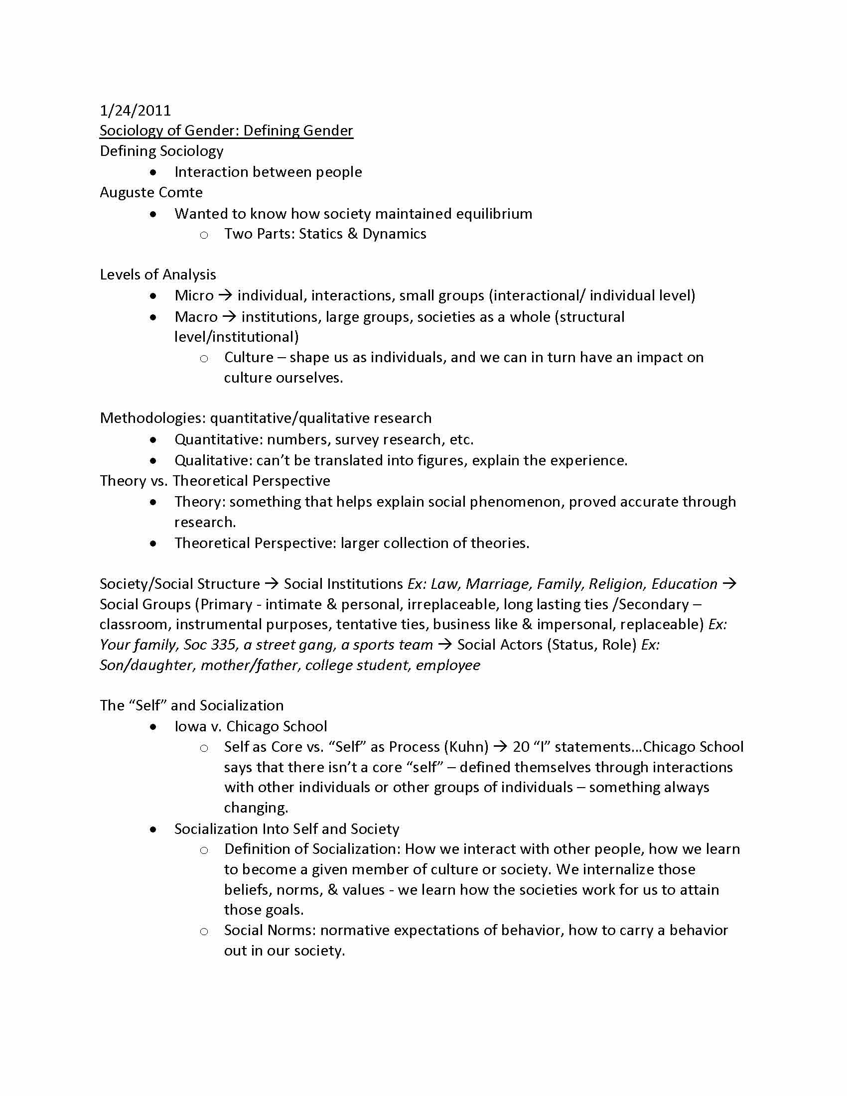 SOCIOLOGY OF GENDER