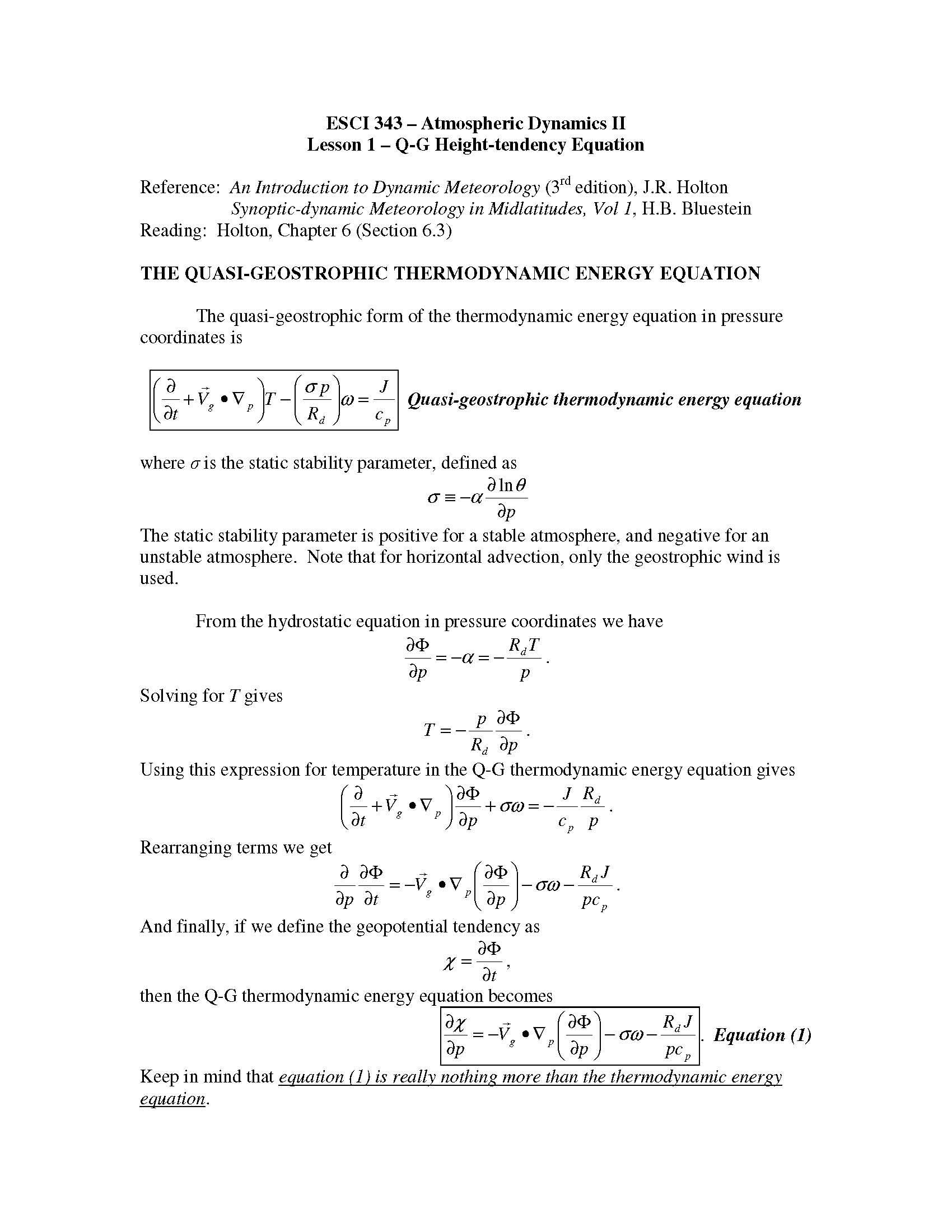 Atmospheric Dynamics 2