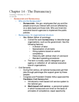 Chapter 14 Reading Notes - The Bureaucracy 