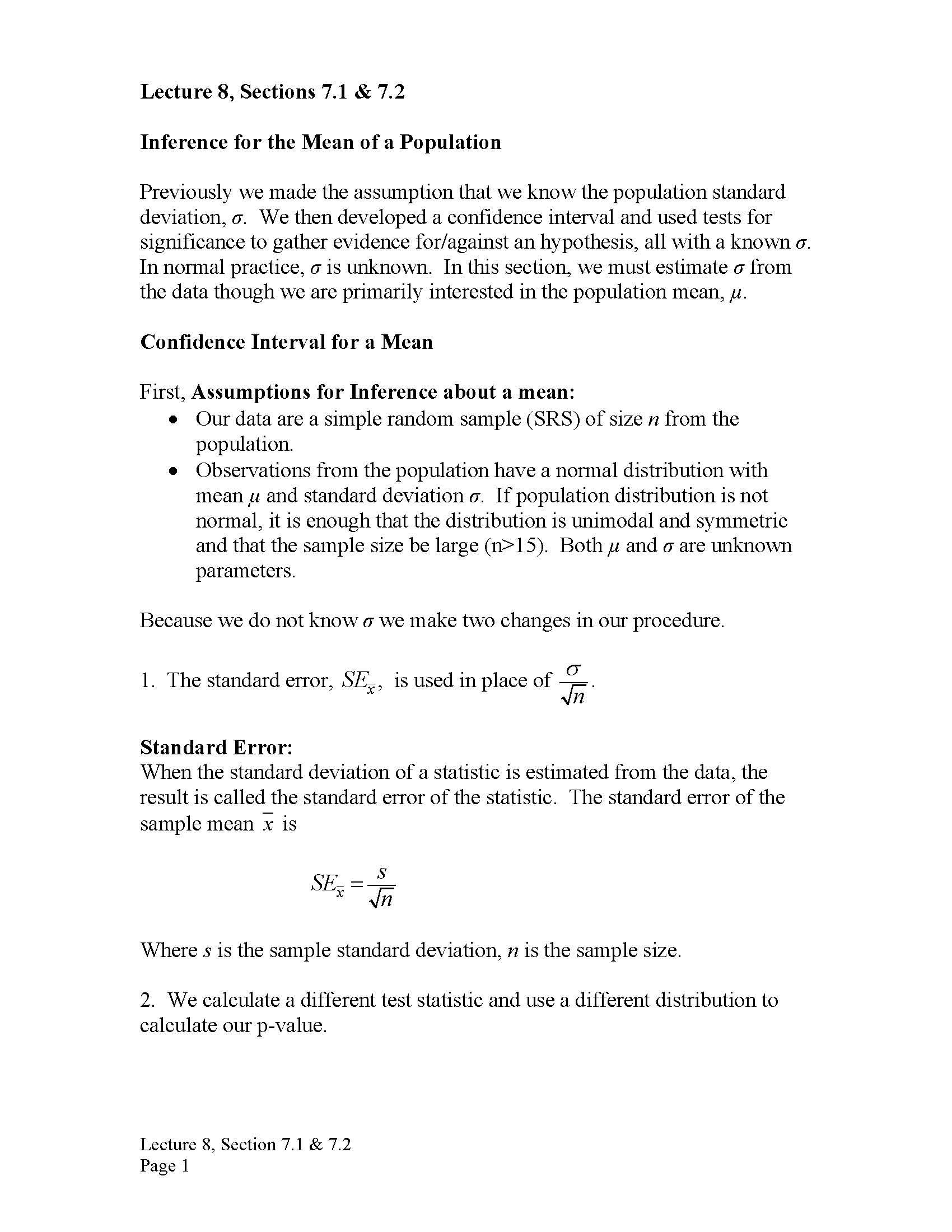 Elementary Statistical Methods