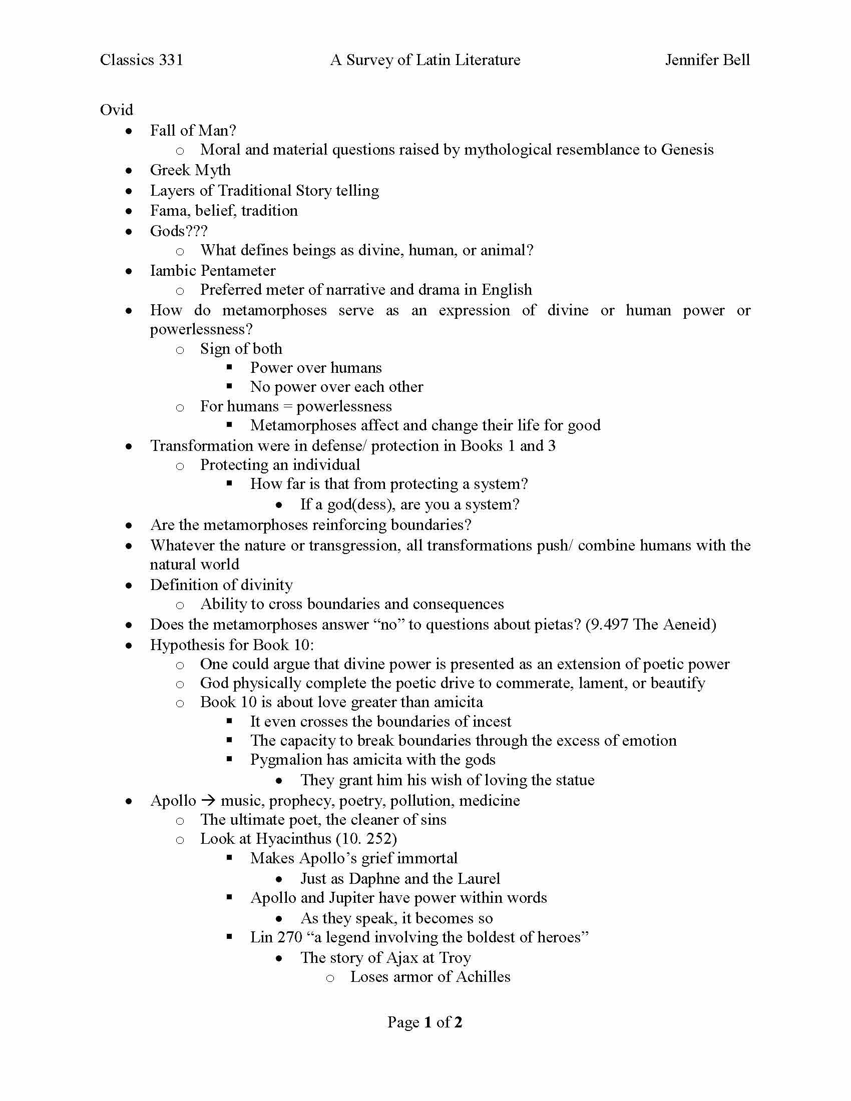 Survey Of Latin Literature