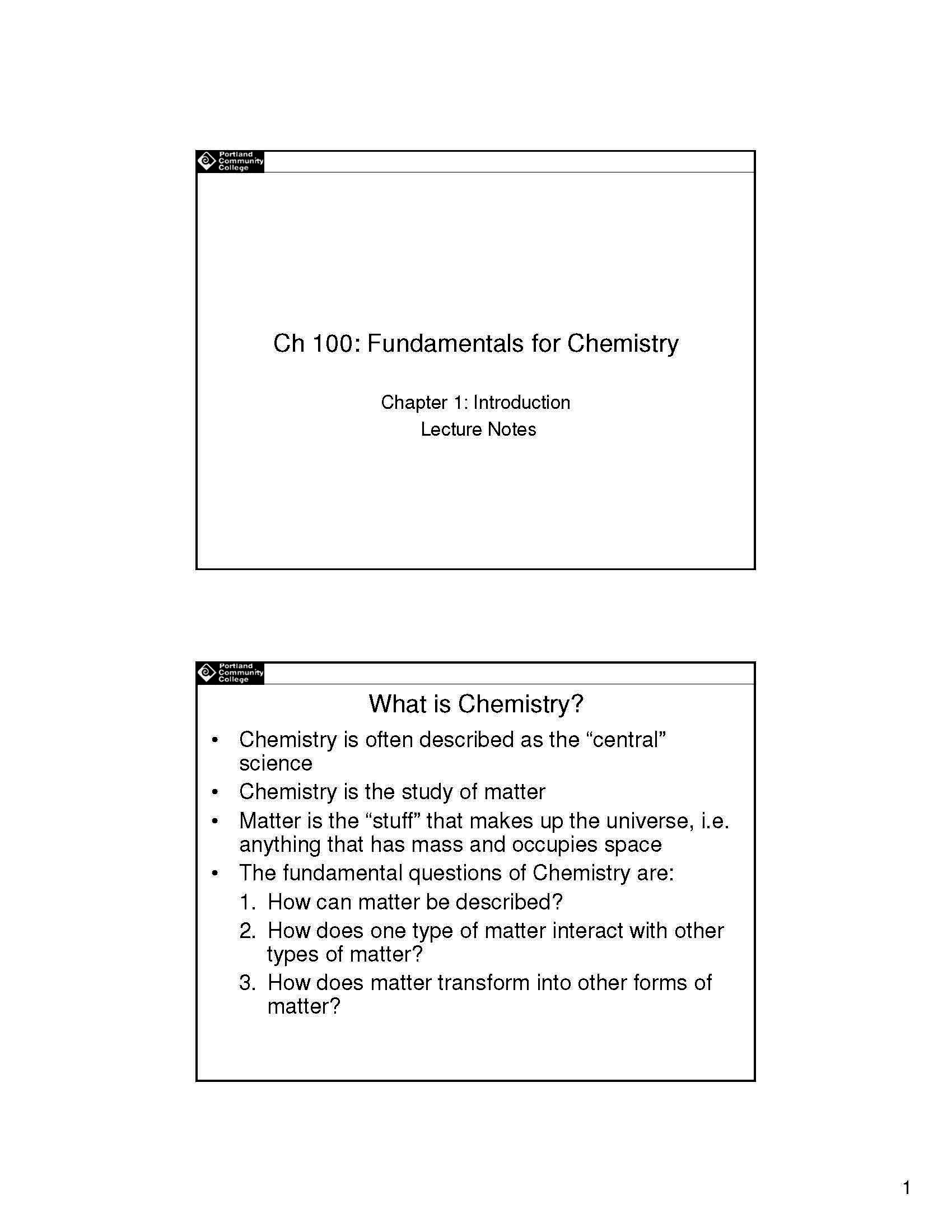 Fundamentals for Chemistry