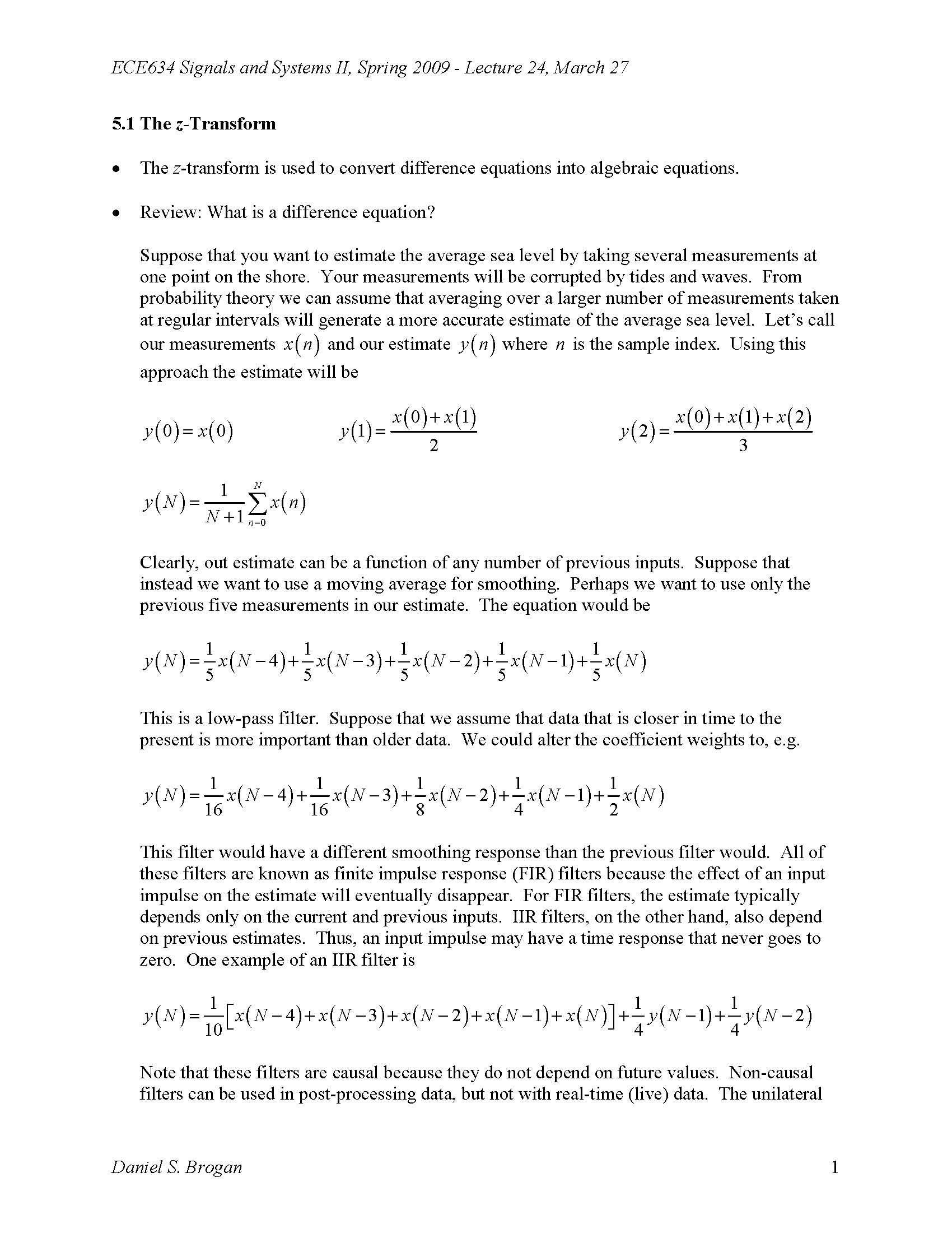 Signals and Systems II