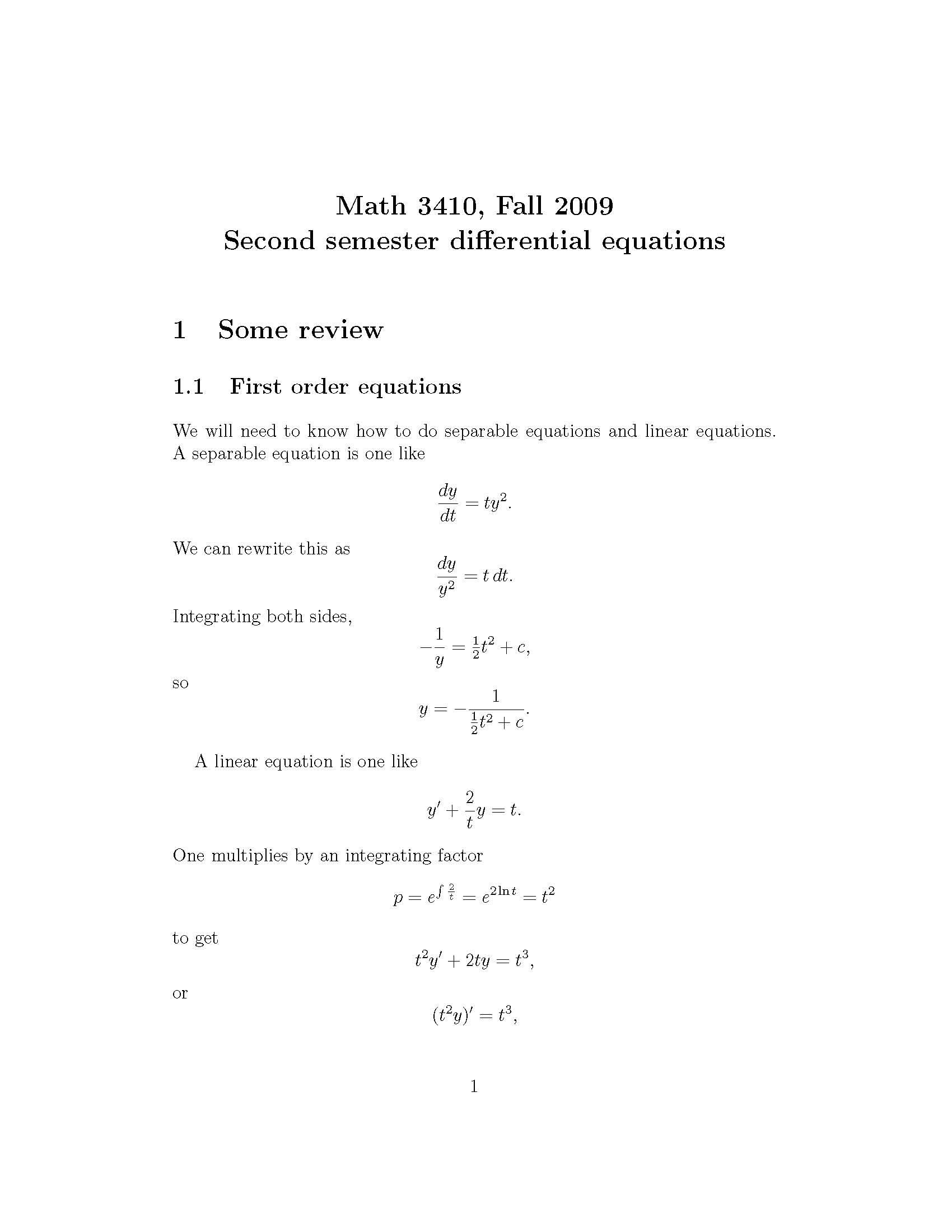 Differential Equations for Applications