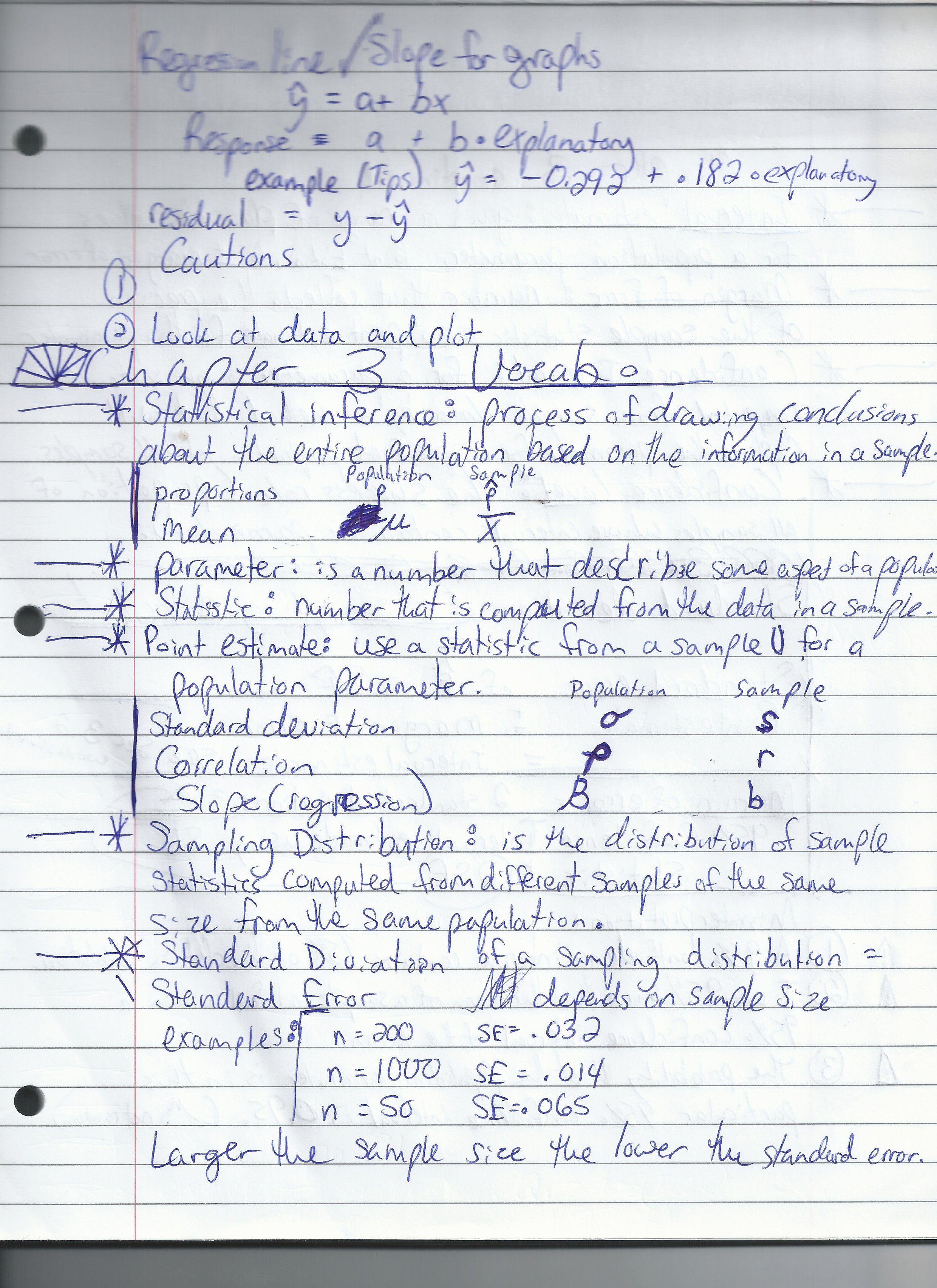 One week of statistic notes chapter 3.1-3.2