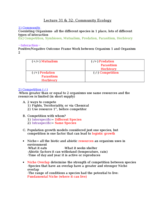 Lecture 31 + 32: Community Ecology 