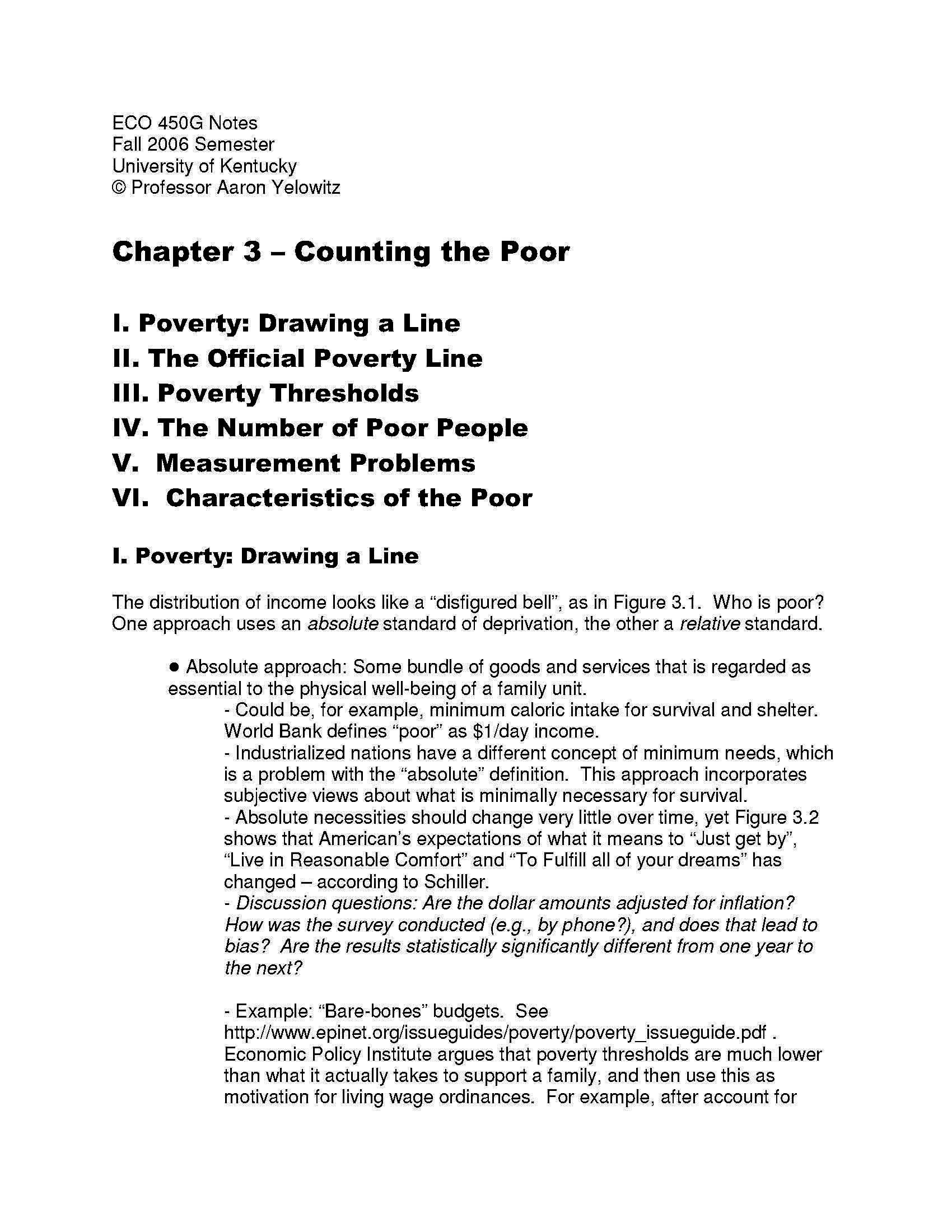 ECO OF POVERTY AND WELFARE PROGRAMS