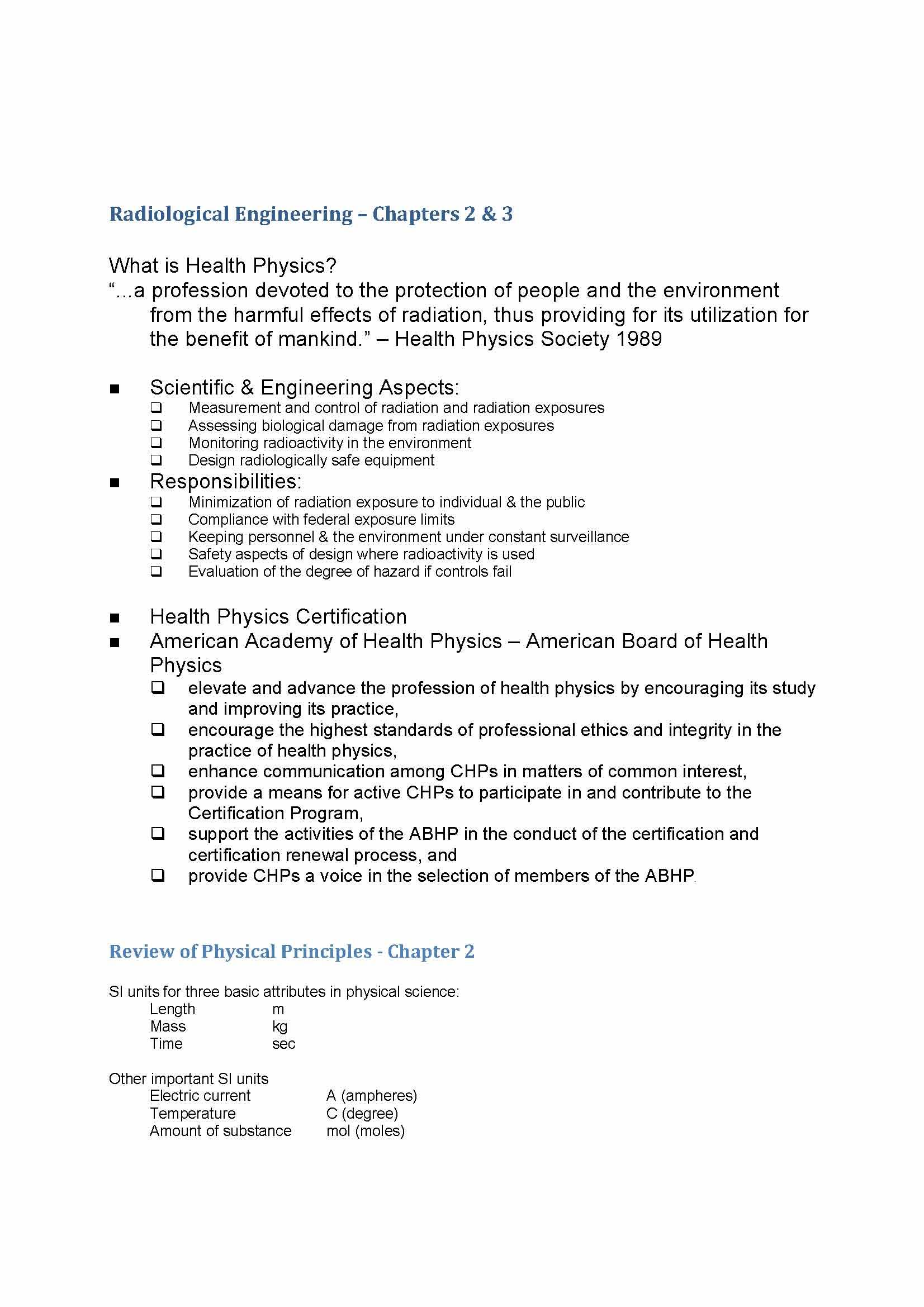 RADIOLOGICAL ENGINEERING