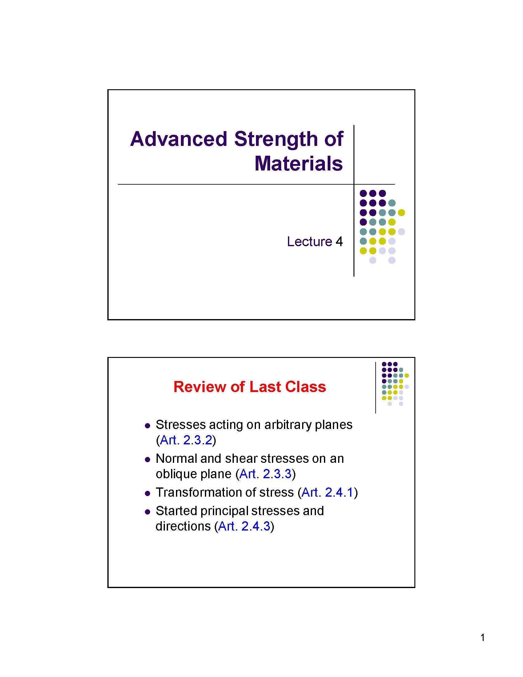 Advanced Strength of Materials