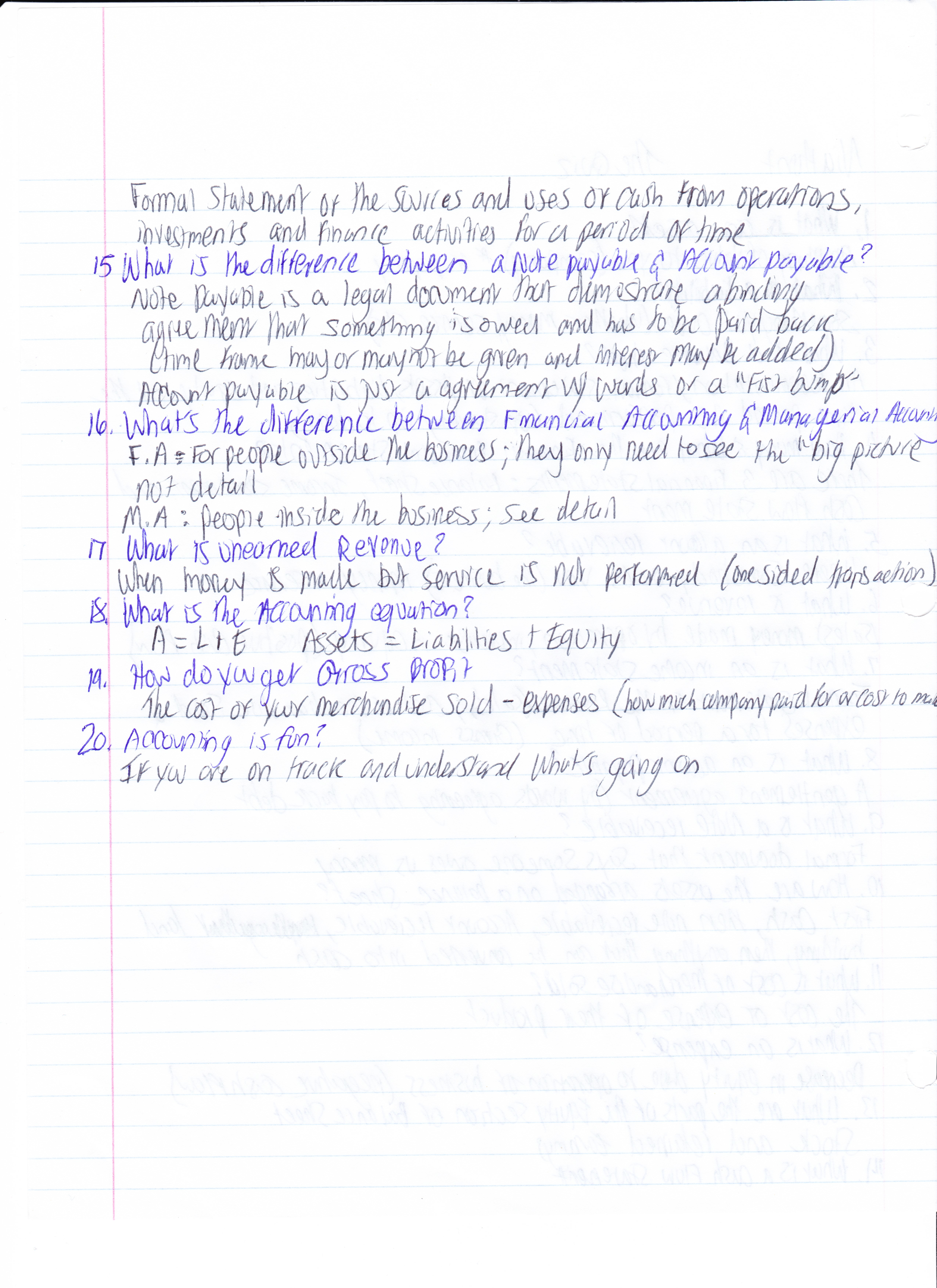 Study quiz for Chapter 1 and 2 front and back