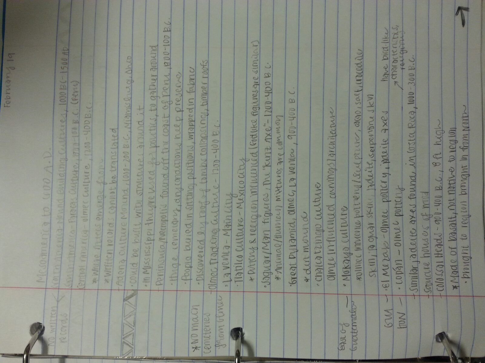 History Notes February 17 & 19