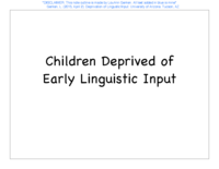 Lecture 9- Deprivation of Ling input