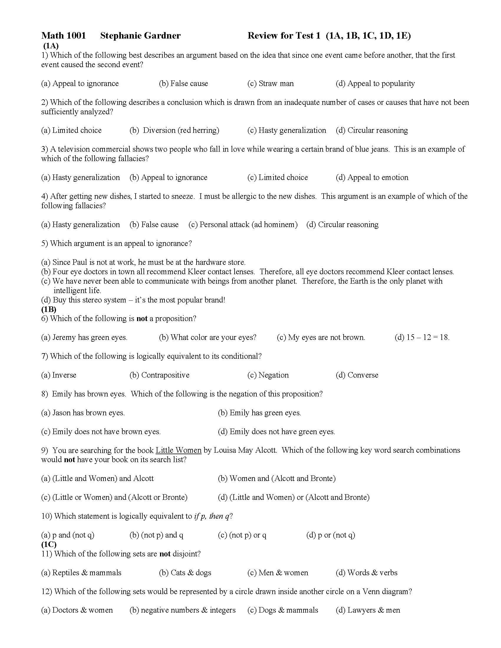 Quantitative Skills & Reason