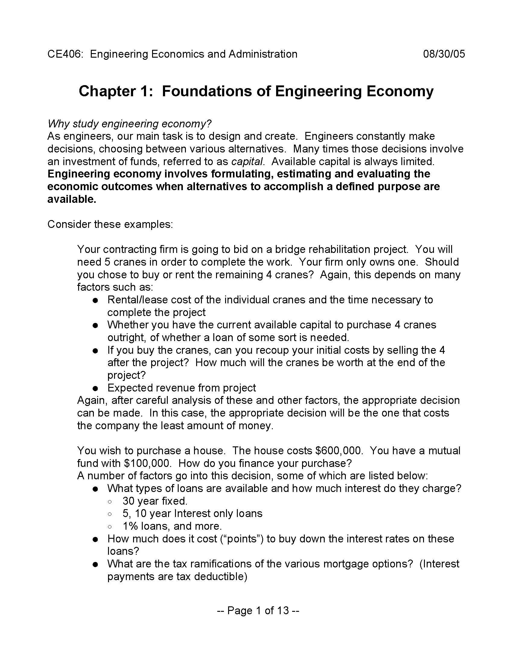 Cost Engineering and Analysis