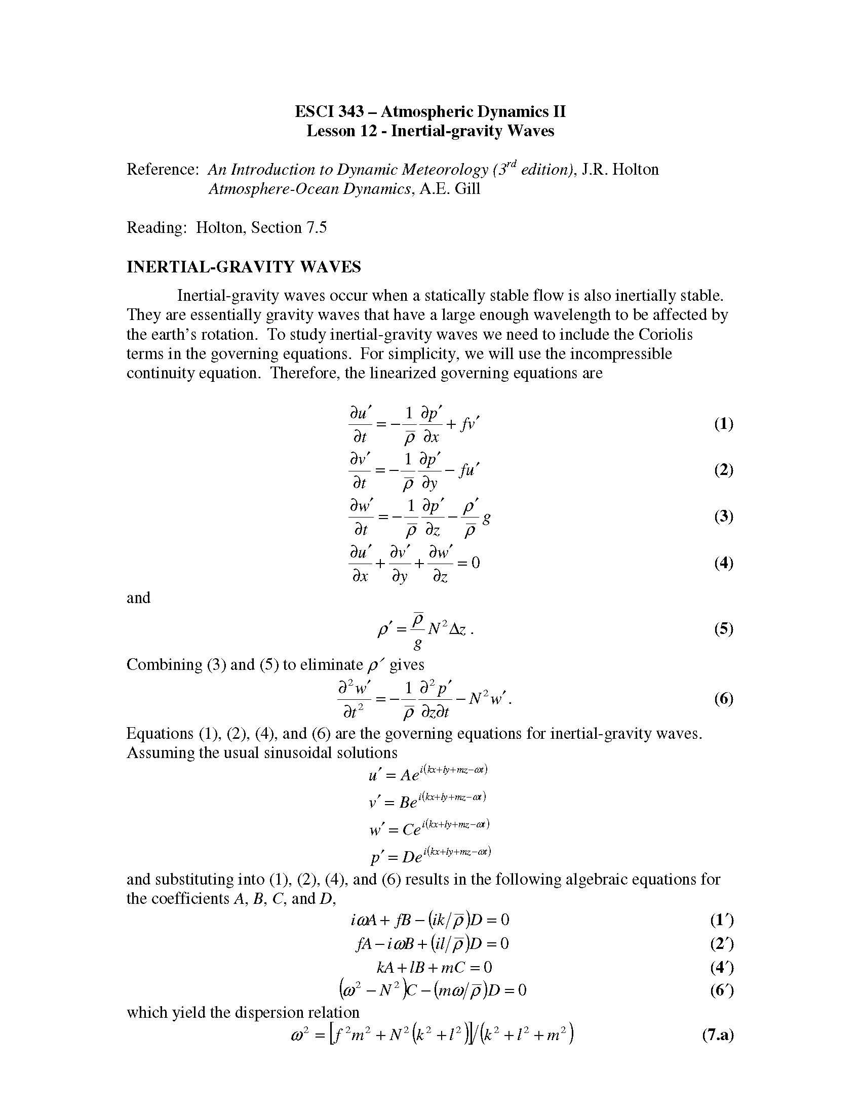 Atmospheric Dynamics 2