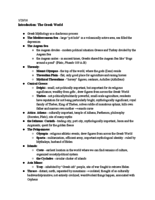 Greek Myth Notes - Intro to the Greek World
