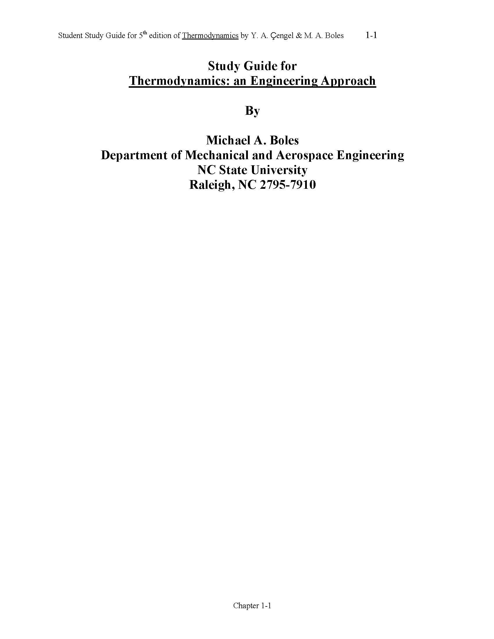 Engineering Thermodynamics I