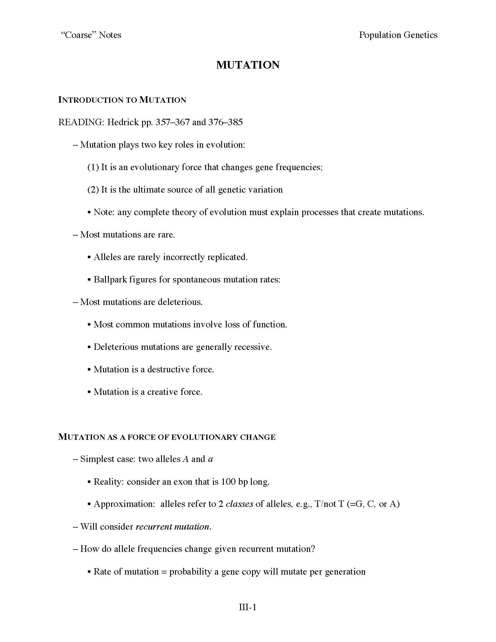 Introduction to Population Genetics
