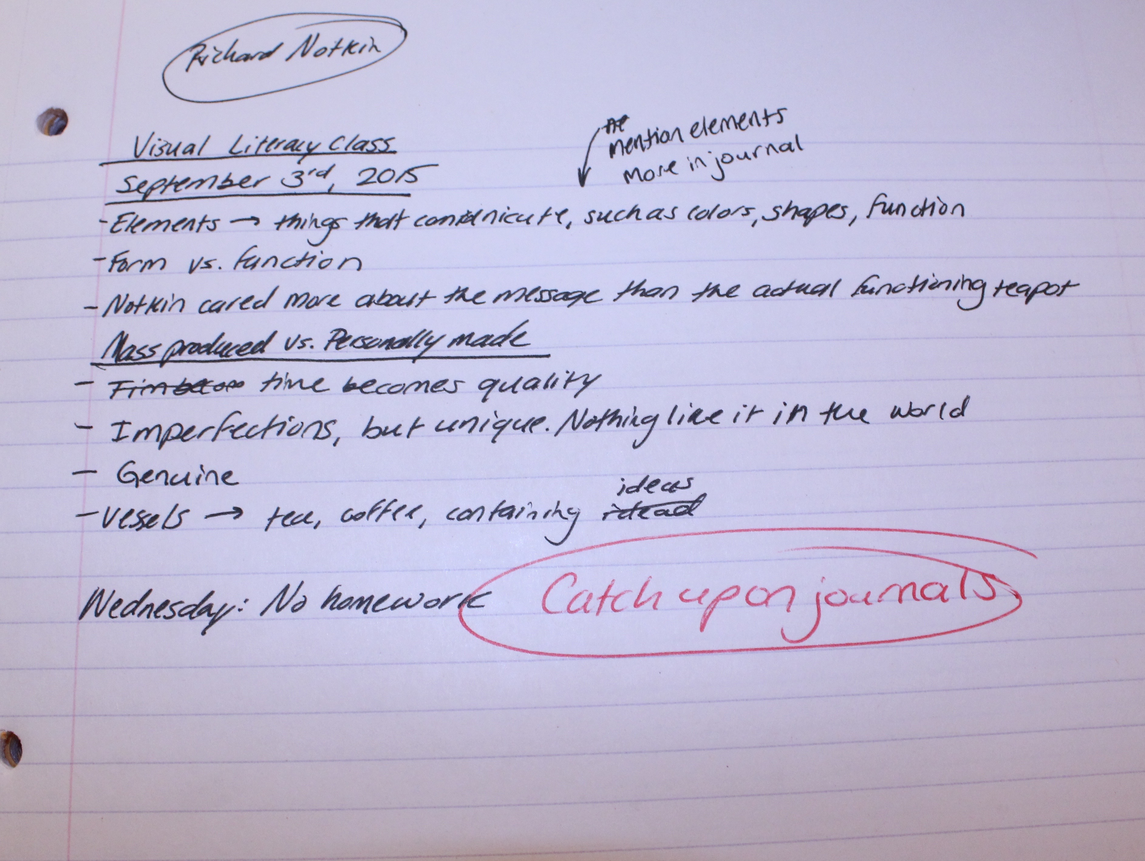 Small Bundle of Notes for Visual Literacy w/ Dr. Mancuso