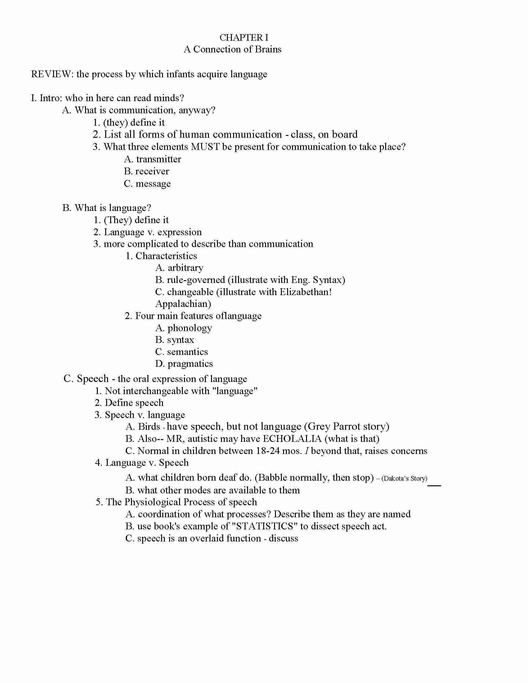 Speech and Language Development