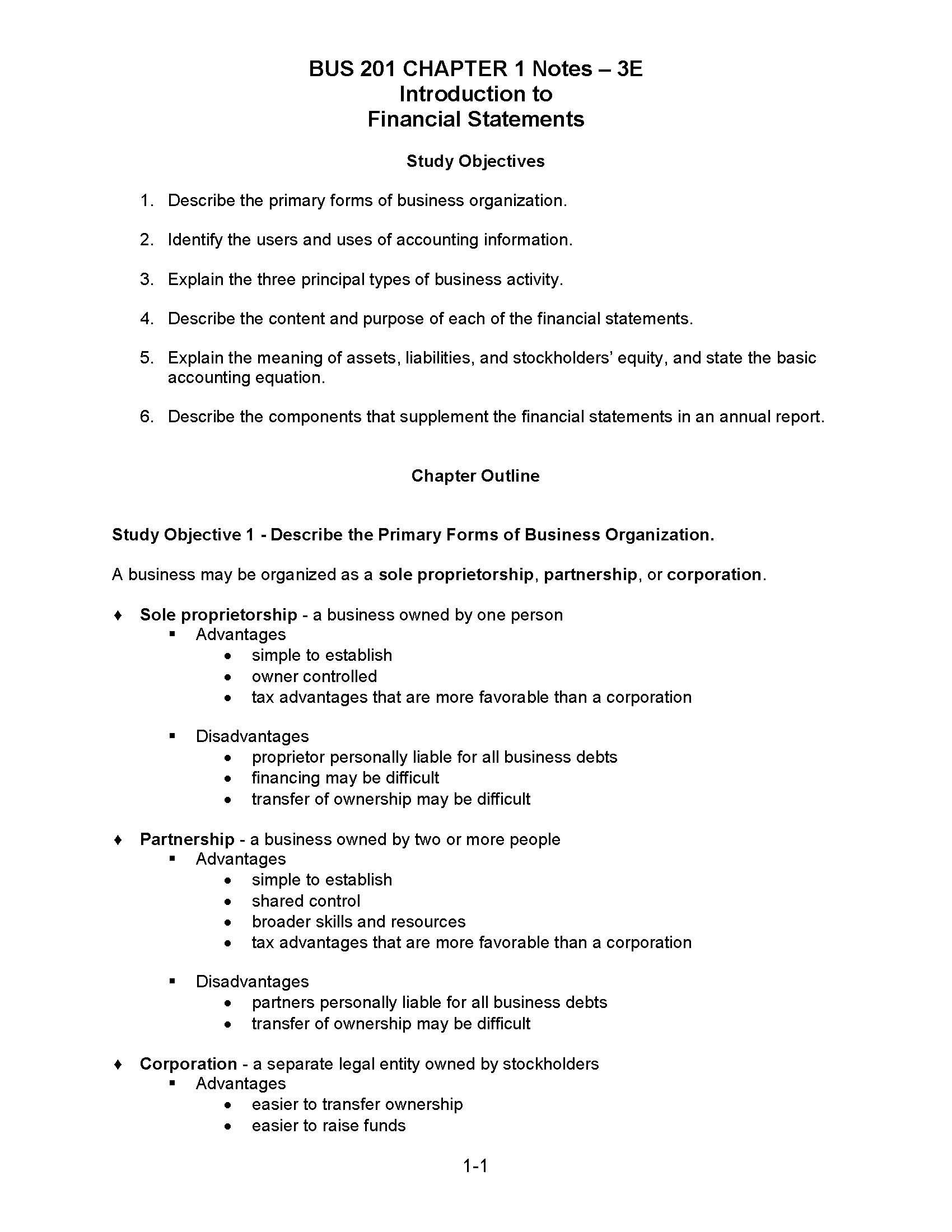 Principles Accounting I